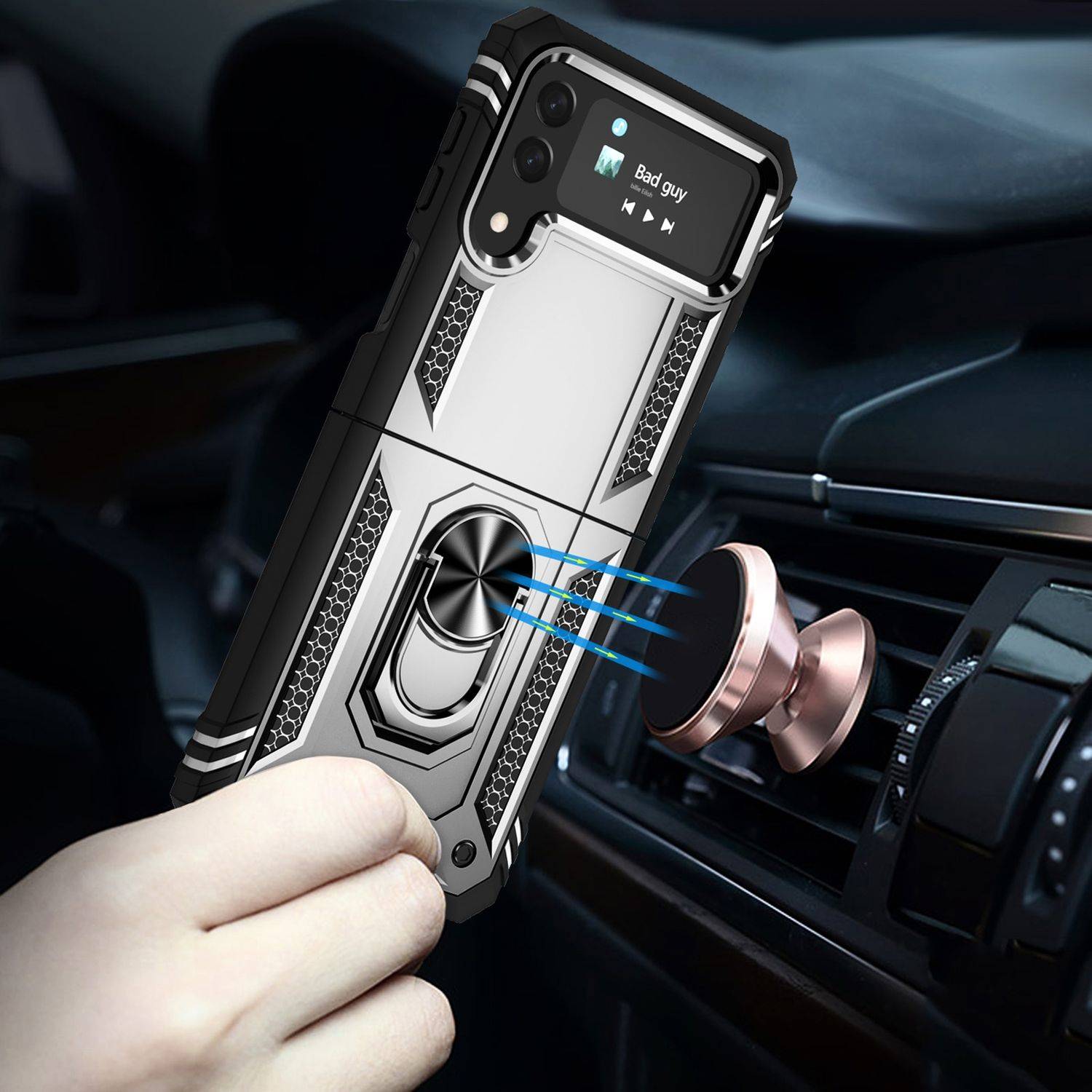 Hülle kompatibel mit Samsung Galaxy Z Flip4 5G Kunststoff Soft Handyhülle - Handy Case Silber