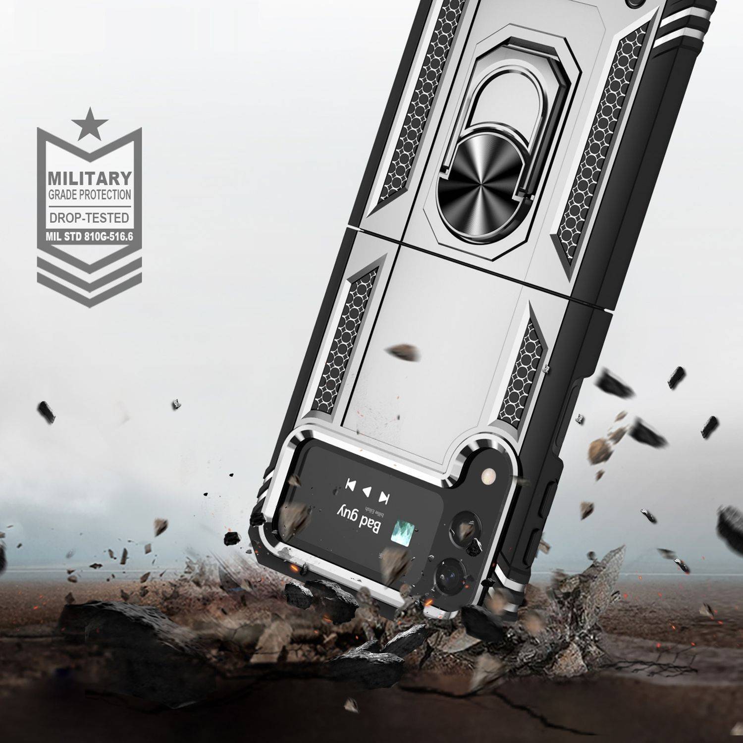 Hülle kompatibel mit Samsung Galaxy Z Flip4 5G Kunststoff Soft Handyhülle - Handy Case Silber