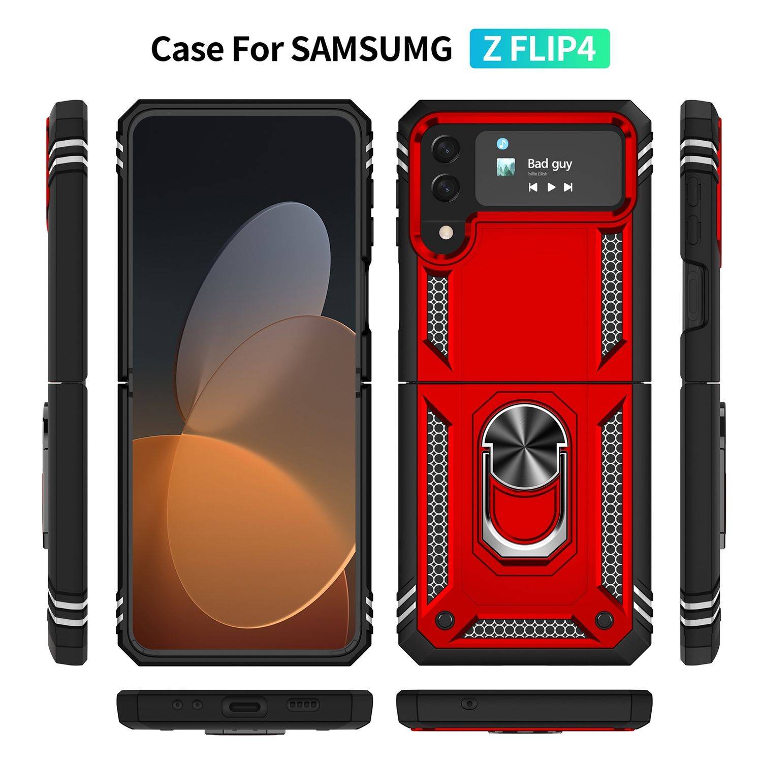 Hülle kompatibel mit Samsung Galaxy Z Flip4 5G Kunststoff Soft Handyhülle - Handy Case Rot