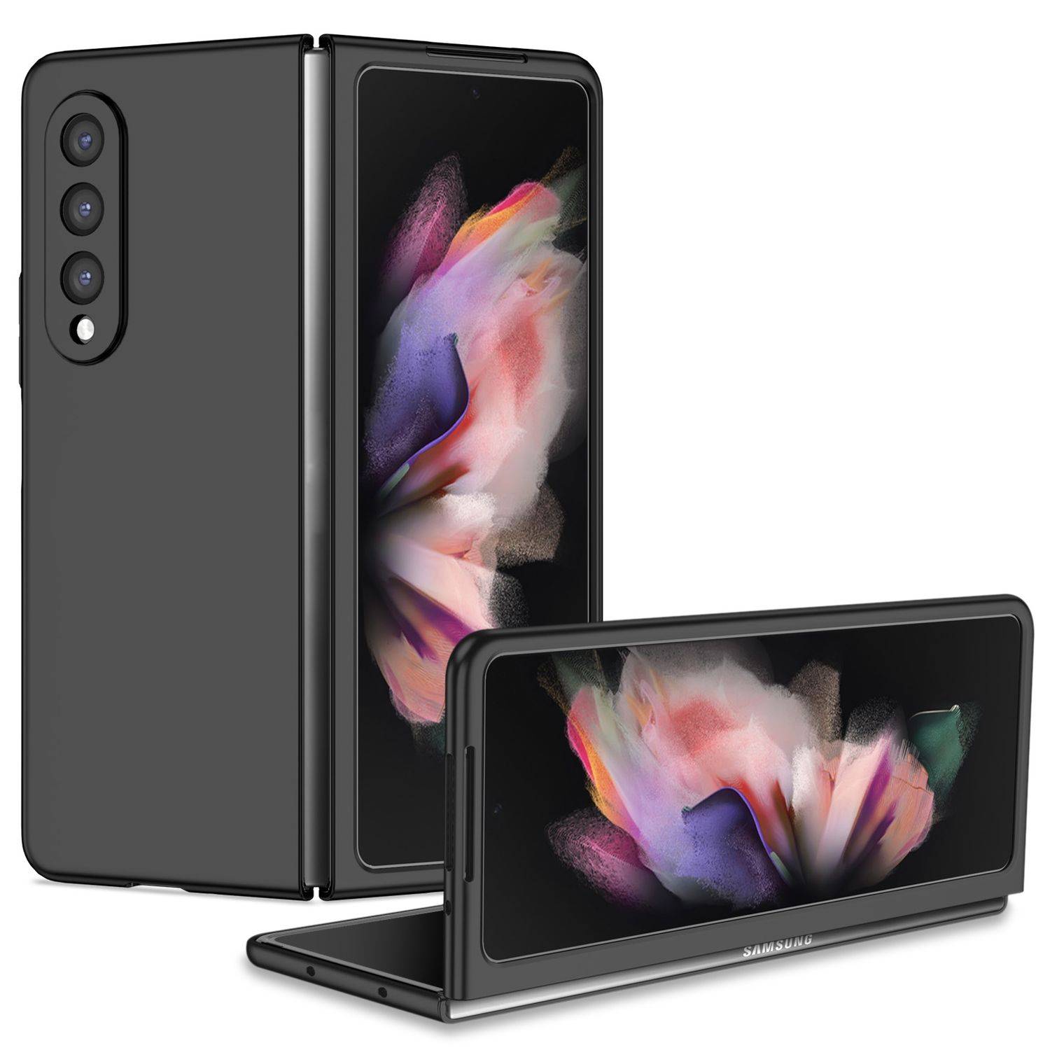 Hülle kompatibel mit Samsung Galaxy Z Fold4 5G Kunststoff Soft Handyhülle - Handy Case Schwarz