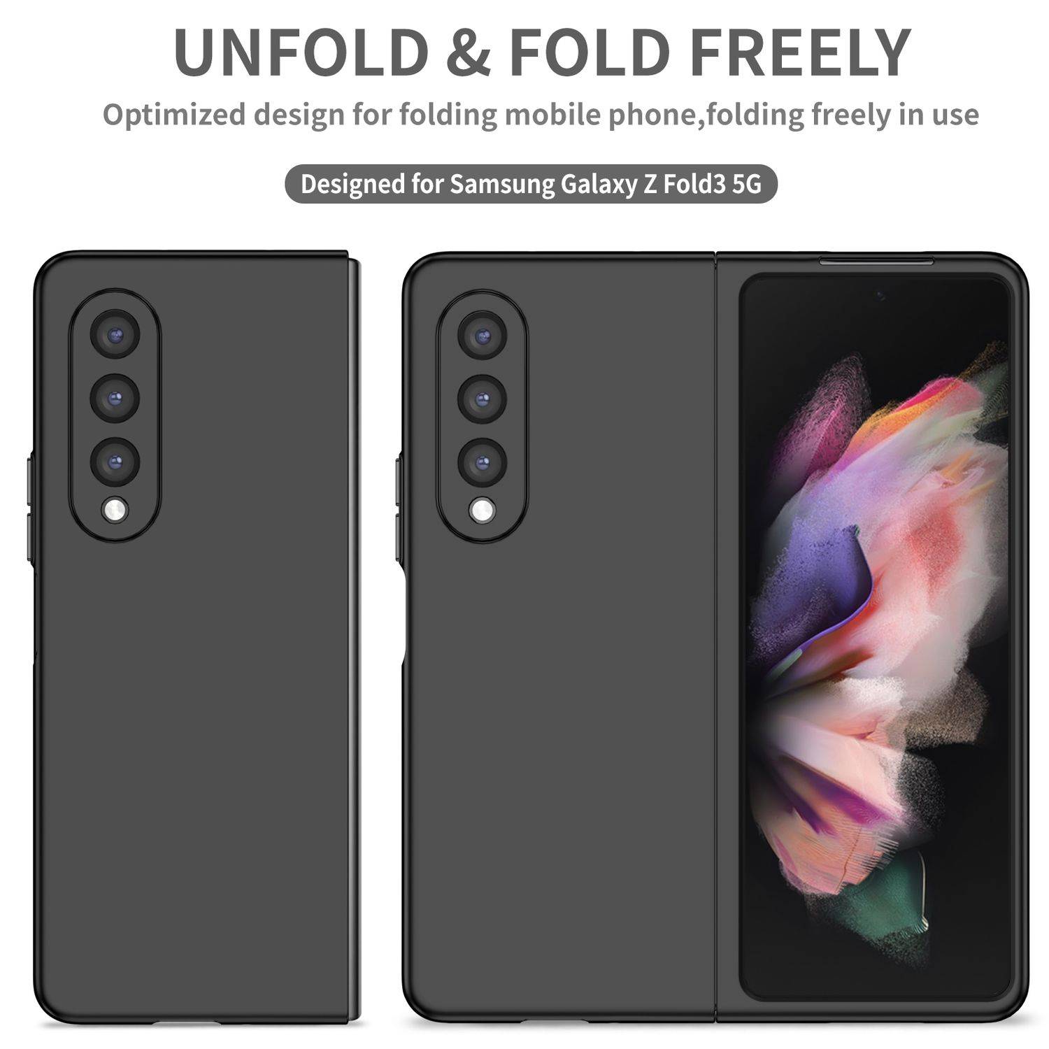 Hülle kompatibel mit Samsung Galaxy Z Fold4 5G Kunststoff Soft Handyhülle - Handy Case Schwarz