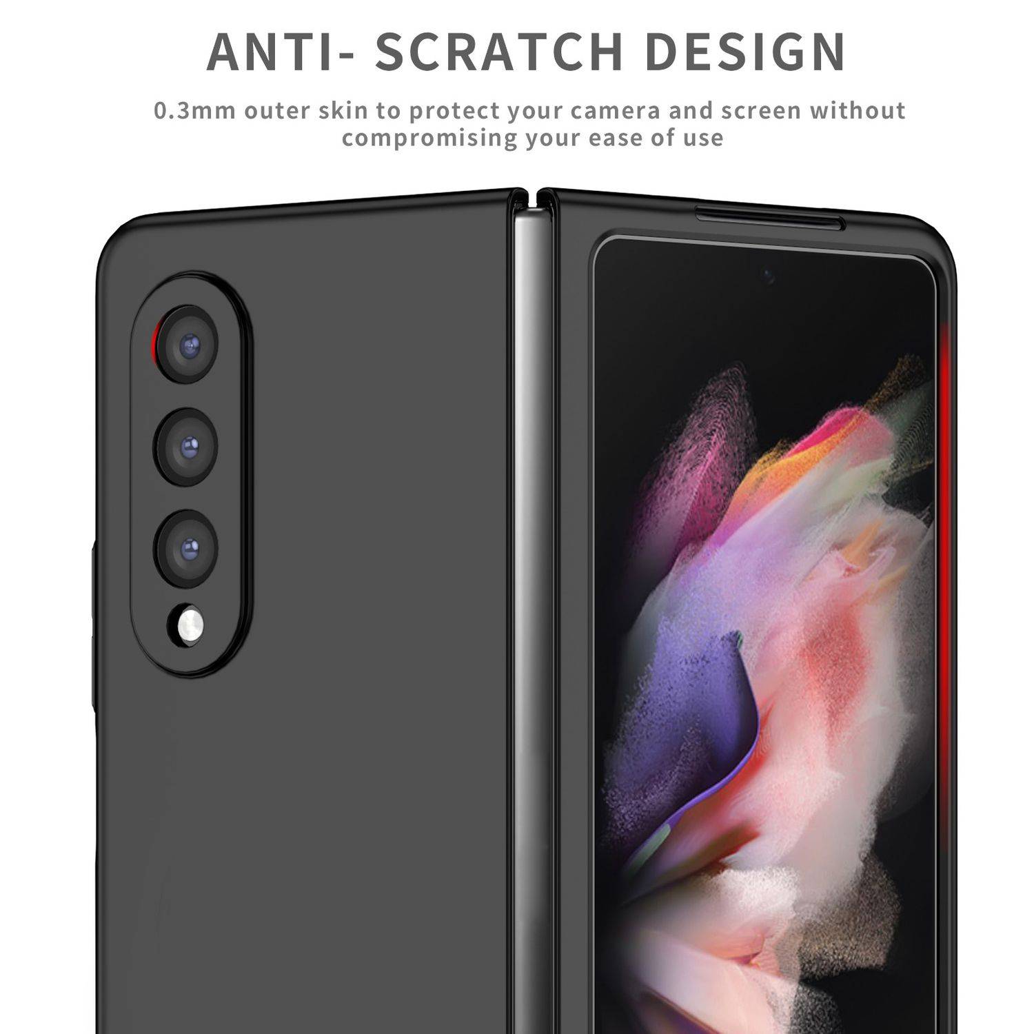Hülle kompatibel mit Samsung Galaxy Z Fold4 5G Kunststoff Soft Handyhülle - Handy Case Schwarz