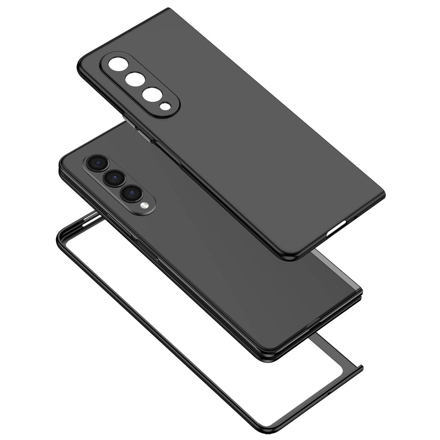 Hülle kompatibel mit Samsung Galaxy Z Fold4 5G Kunststoff Soft Handyhülle - Handy Case Schwarz