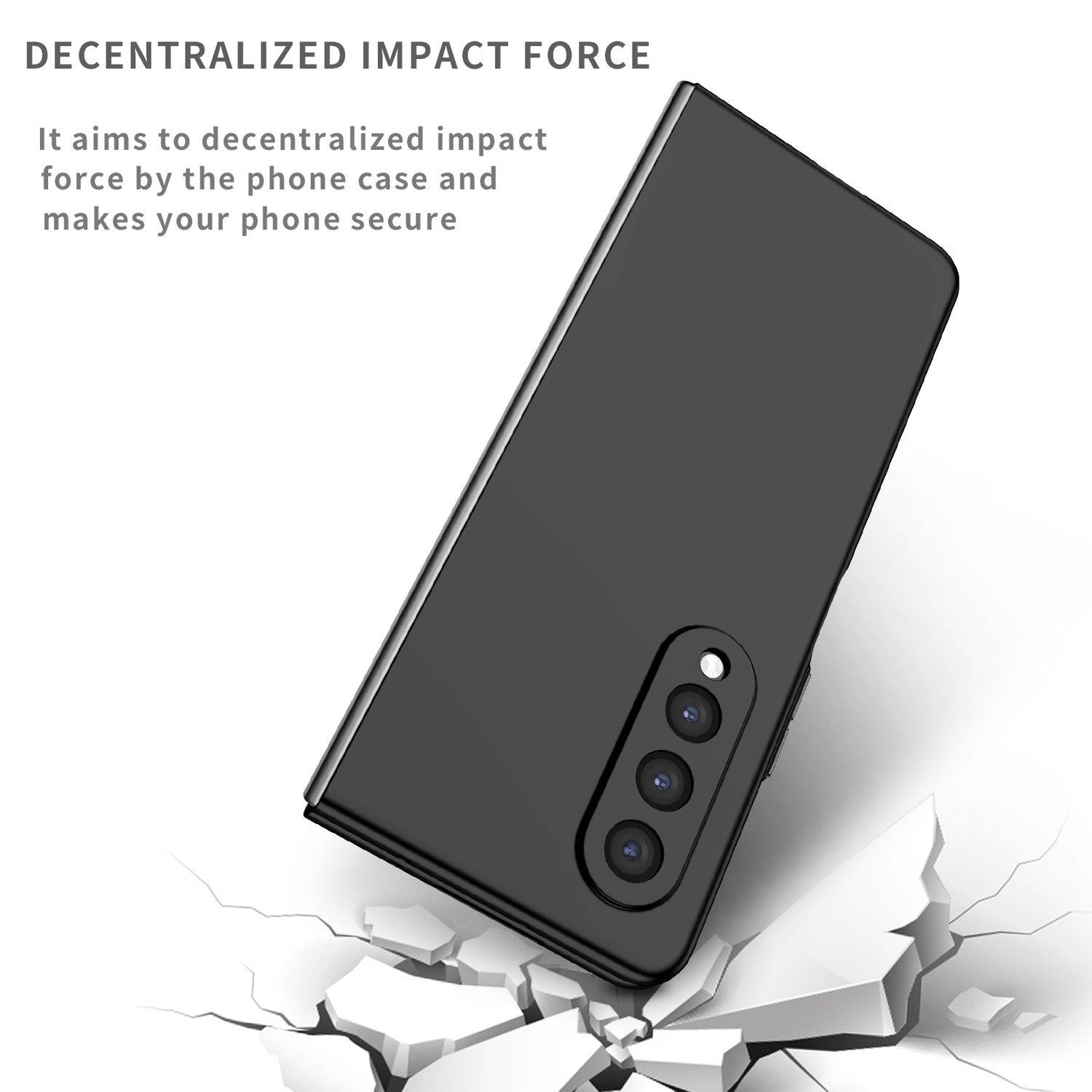 Hülle kompatibel mit Samsung Galaxy Z Fold4 5G Kunststoff Soft Handyhülle - Handy Case Schwarz