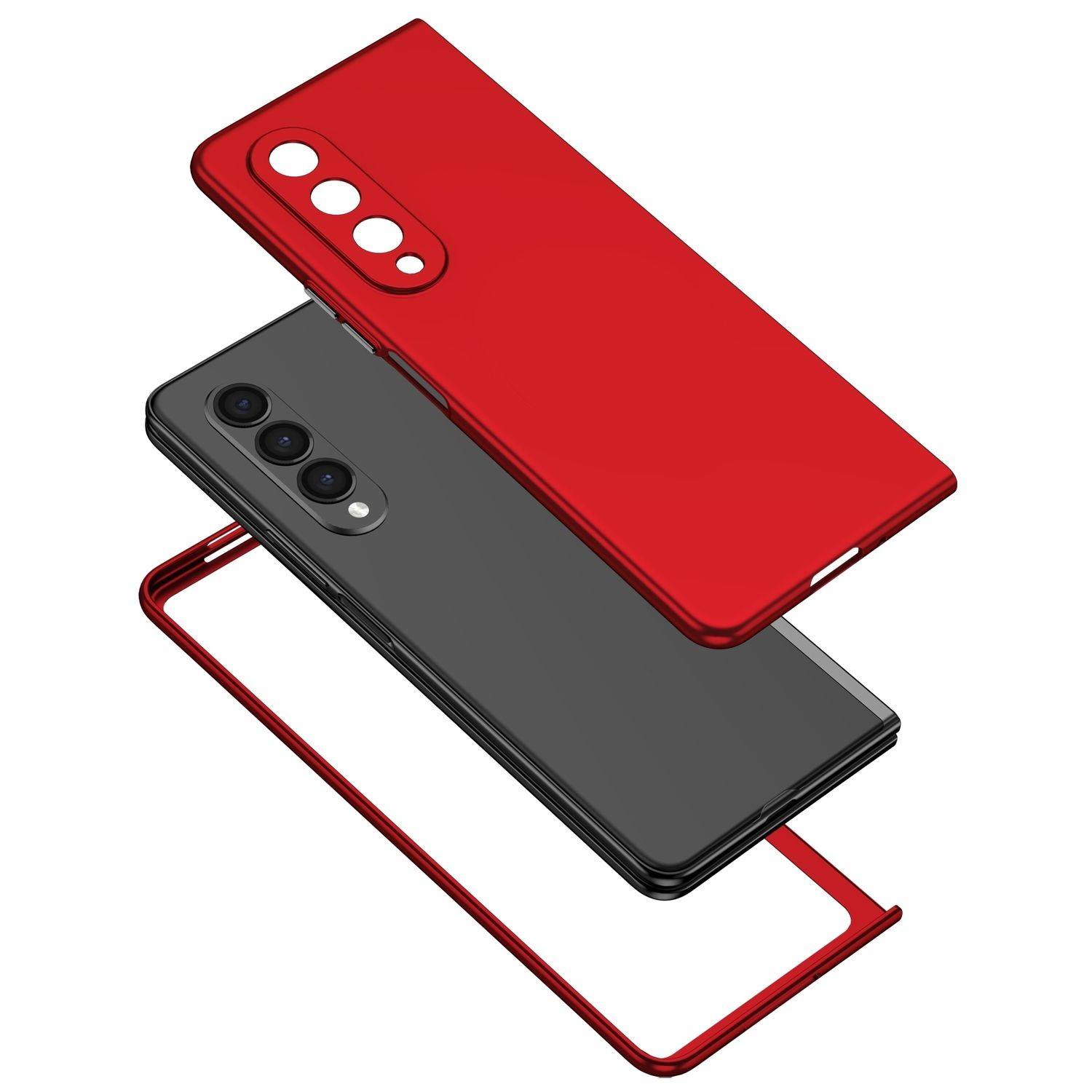 Hülle kompatibel mit Samsung Galaxy Z Fold4 5G Kunststoff Soft Handyhülle - Handy Case Rot