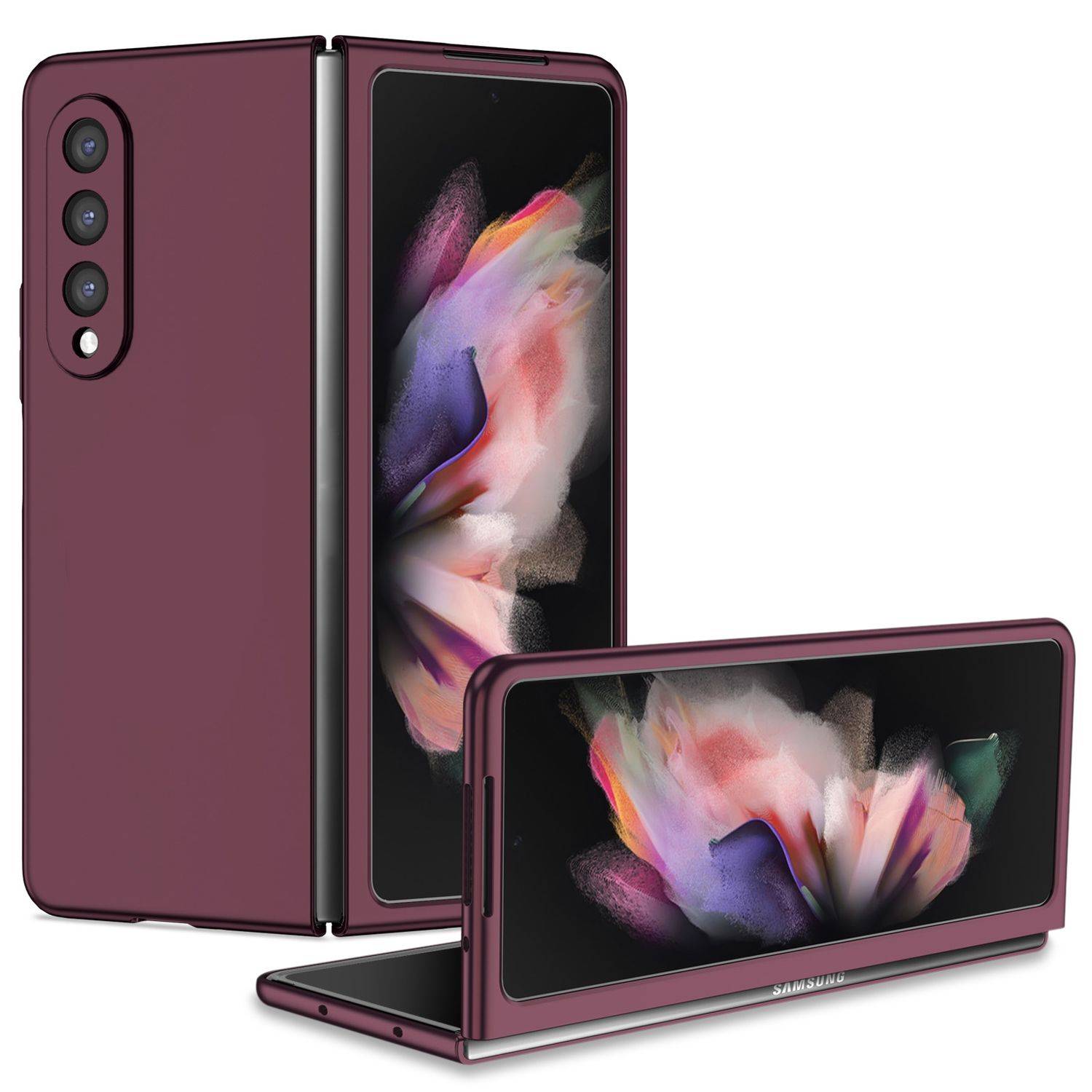 Hülle kompatibel mit Samsung Galaxy Z Fold4 5G Kunststoff Soft Handyhülle - Handy Case Weinrot