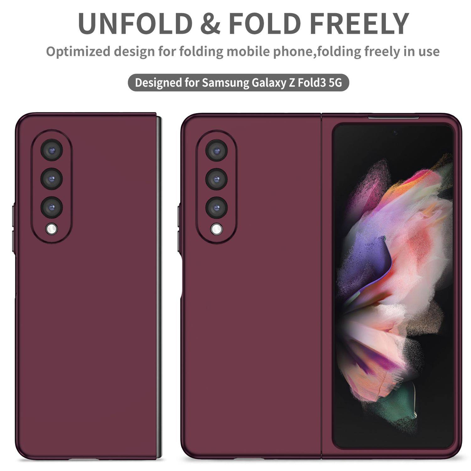 Hülle kompatibel mit Samsung Galaxy Z Fold4 5G Kunststoff Soft Handyhülle - Handy Case Weinrot