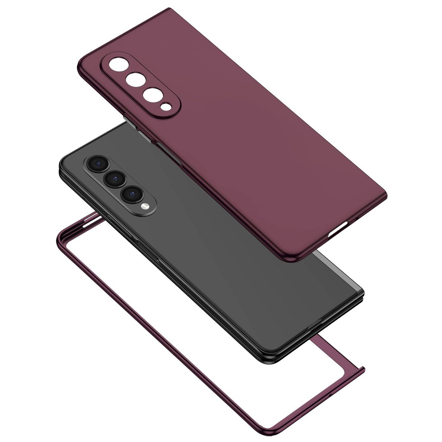 Hülle kompatibel mit Samsung Galaxy Z Fold4 5G Kunststoff Soft Handyhülle - Handy Case Weinrot