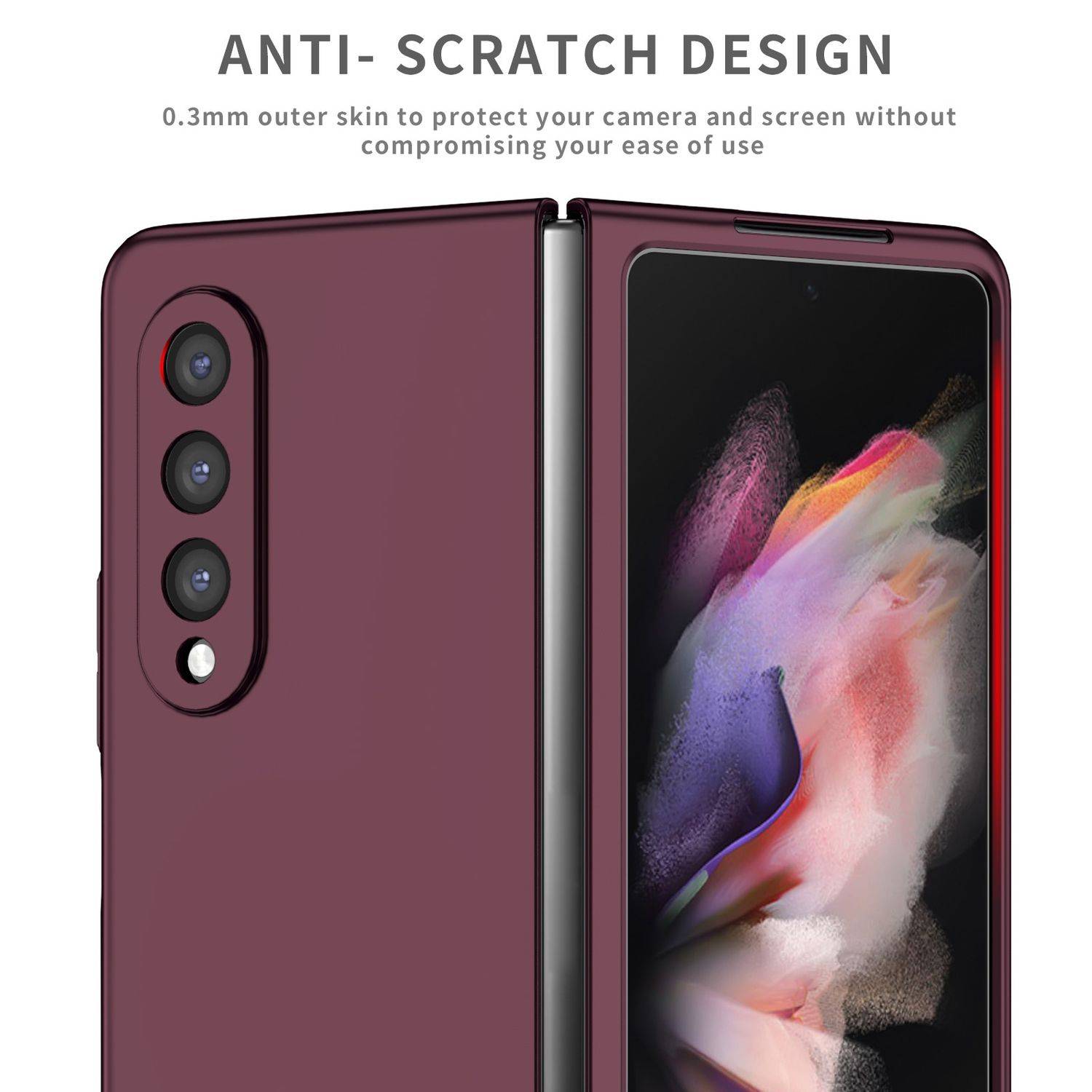 Hülle kompatibel mit Samsung Galaxy Z Fold4 5G Kunststoff Soft Handyhülle - Handy Case Weinrot