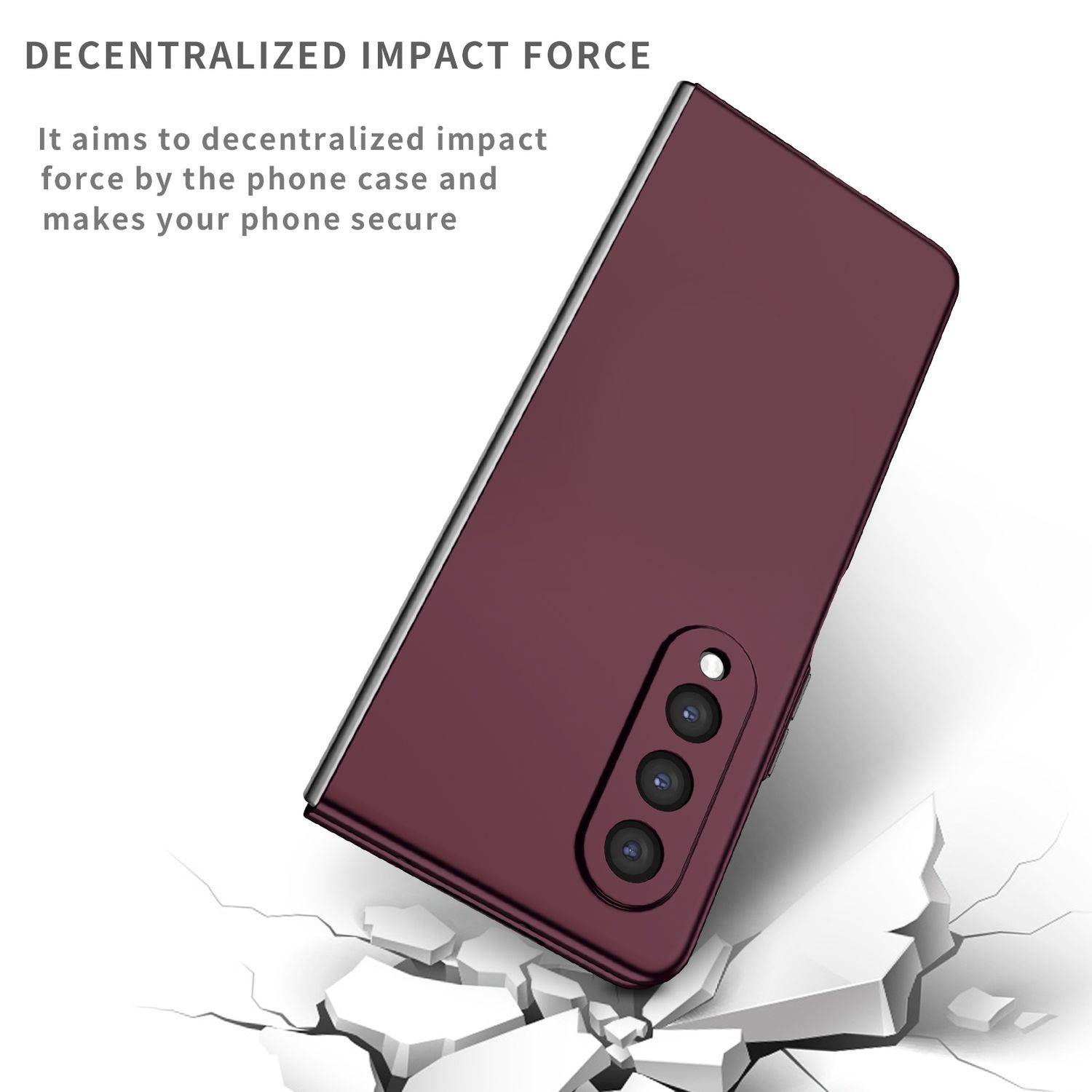 Hülle kompatibel mit Samsung Galaxy Z Fold4 5G Kunststoff Soft Handyhülle - Handy Case Weinrot