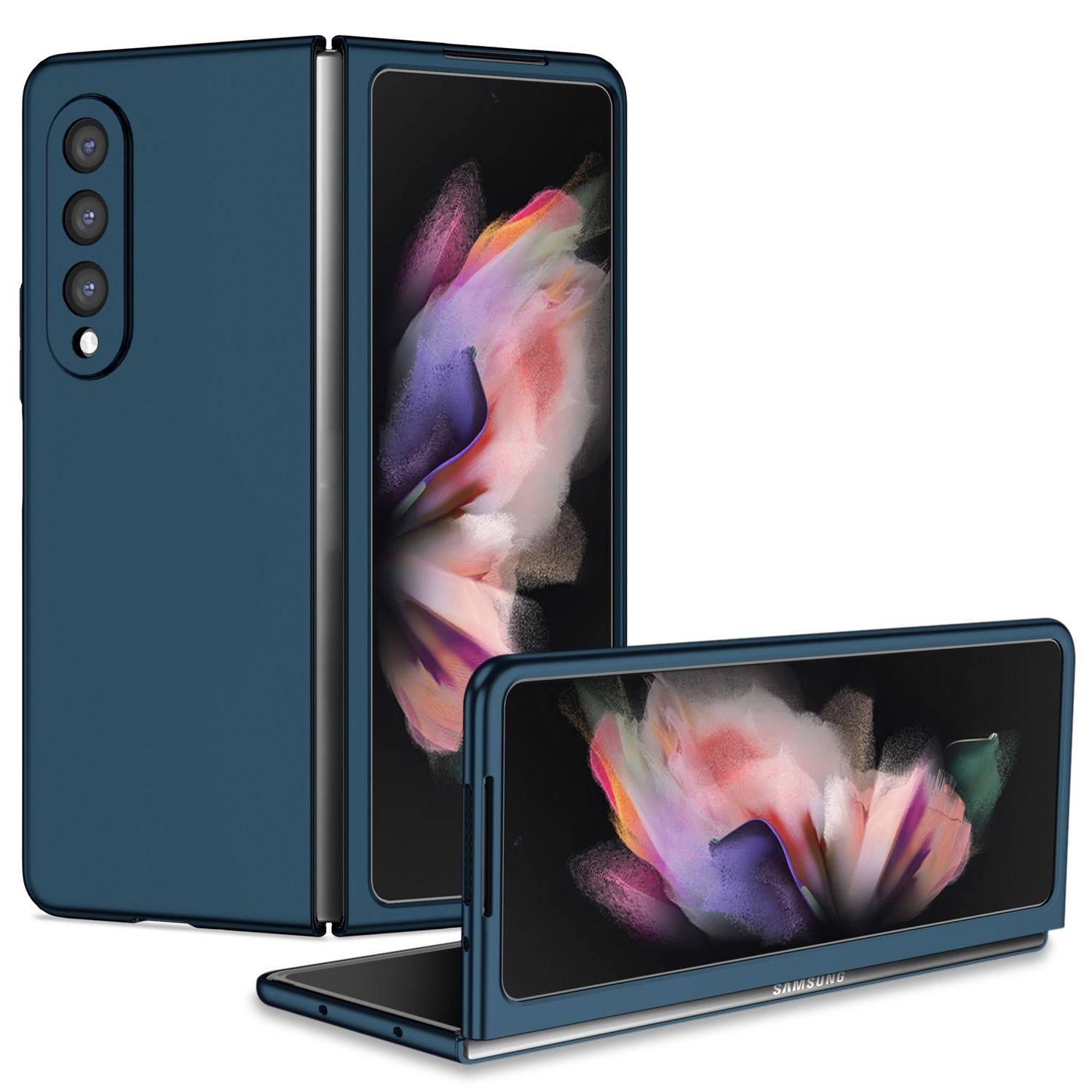 Hülle kompatibel mit Samsung Galaxy Z Fold4 5G Kunststoff Soft Handyhülle - Handy Case Dunkelblau