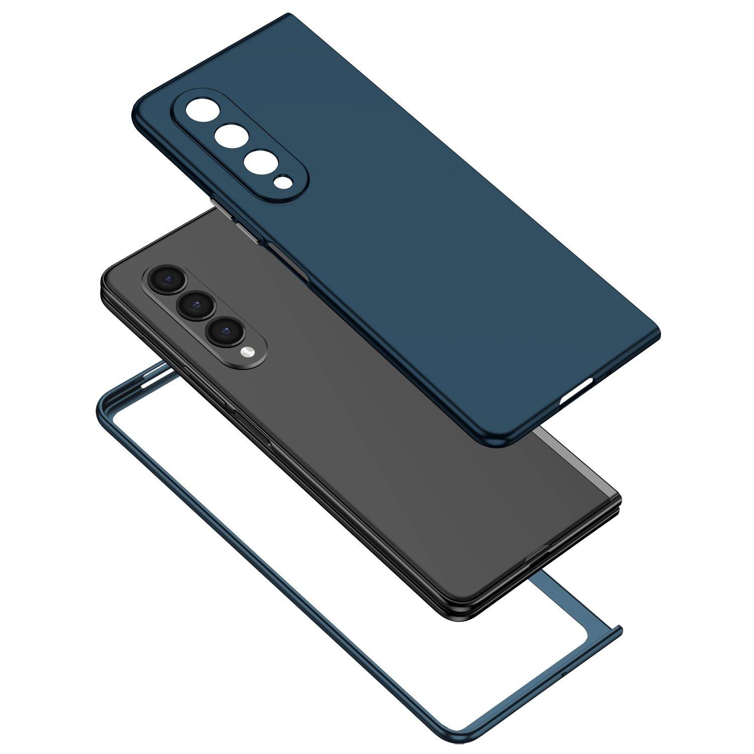 Hülle kompatibel mit Samsung Galaxy Z Fold4 5G Kunststoff Soft Handyhülle - Handy Case Dunkelblau