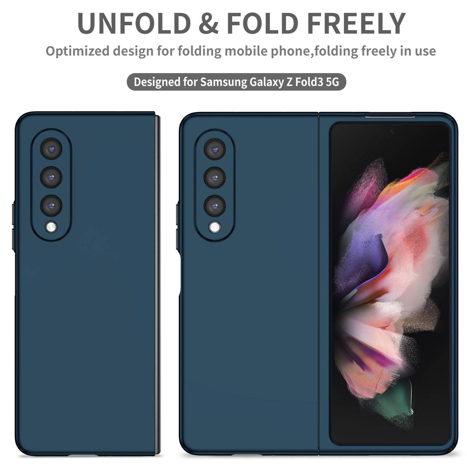 Hülle kompatibel mit Samsung Galaxy Z Fold4 5G Kunststoff Soft Handyhülle - Handy Case Dunkelblau
