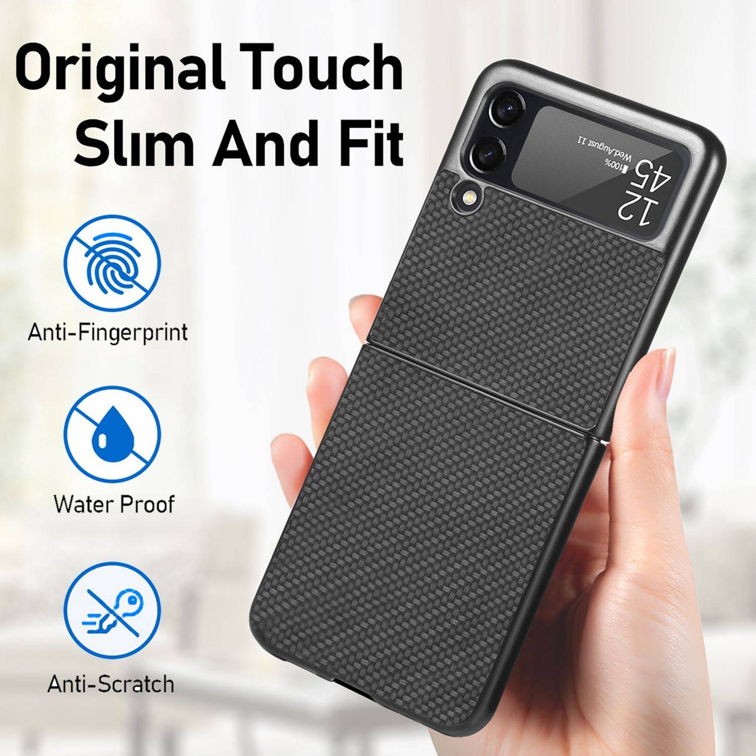 Hülle kompatibel mit Samsung Galaxy Z Flip4 5G Kunststoff Soft Handyhülle - Handy Case Schwarz