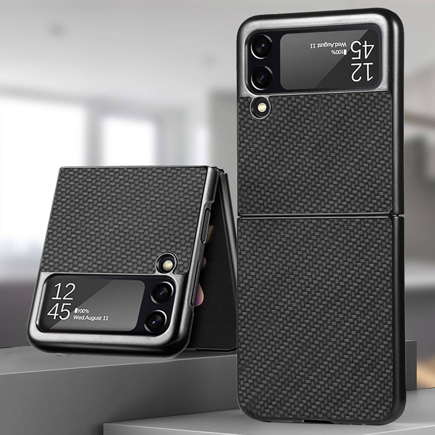 Hülle kompatibel mit Samsung Galaxy Z Flip4 5G Kunststoff Soft Handyhülle - Handy Case Schwarz
