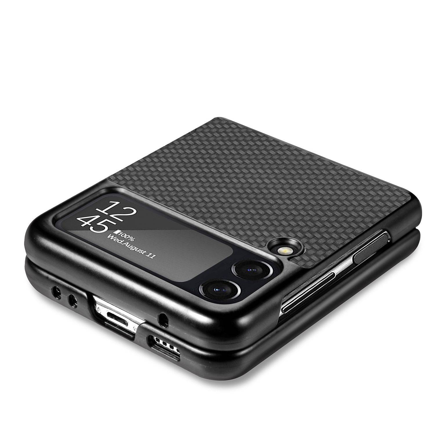 Hülle kompatibel mit Samsung Galaxy Z Flip4 5G Kunststoff Soft Handyhülle - Handy Case Schwarz