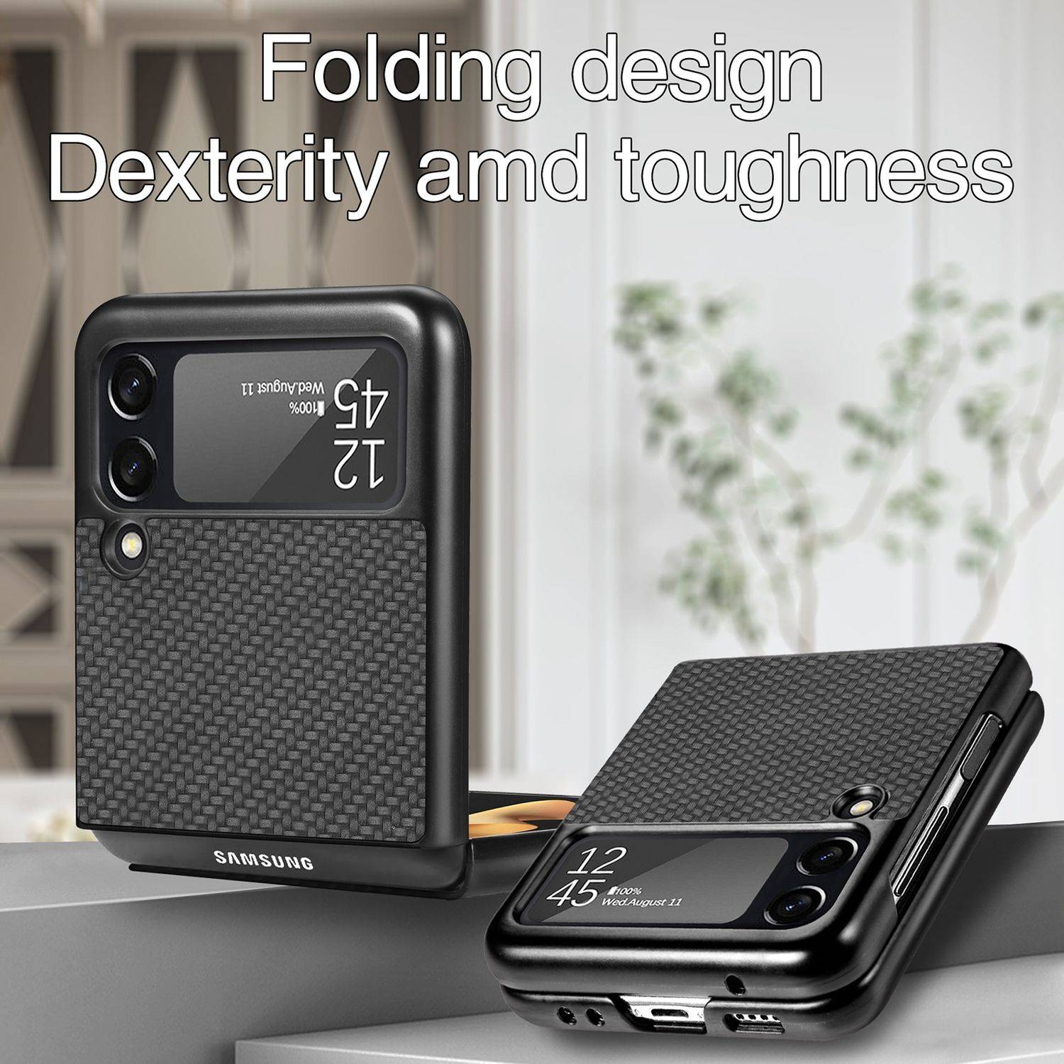 Hülle kompatibel mit Samsung Galaxy Z Flip4 5G Kunststoff Soft Handyhülle - Handy Case Schwarz