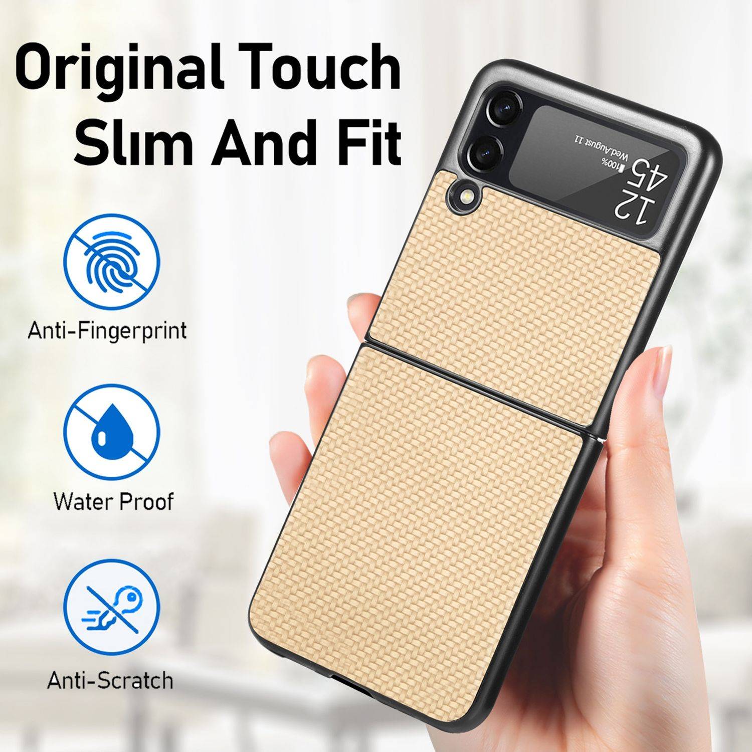 Hülle kompatibel mit Samsung Galaxy Z Flip4 5G Kunststoff Soft Handyhülle - Handy Case Khaki
