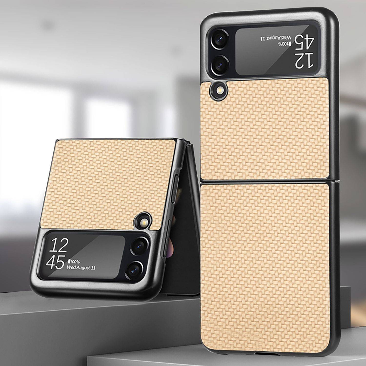 Hülle kompatibel mit Samsung Galaxy Z Flip4 5G Kunststoff Soft Handyhülle - Handy Case Khaki