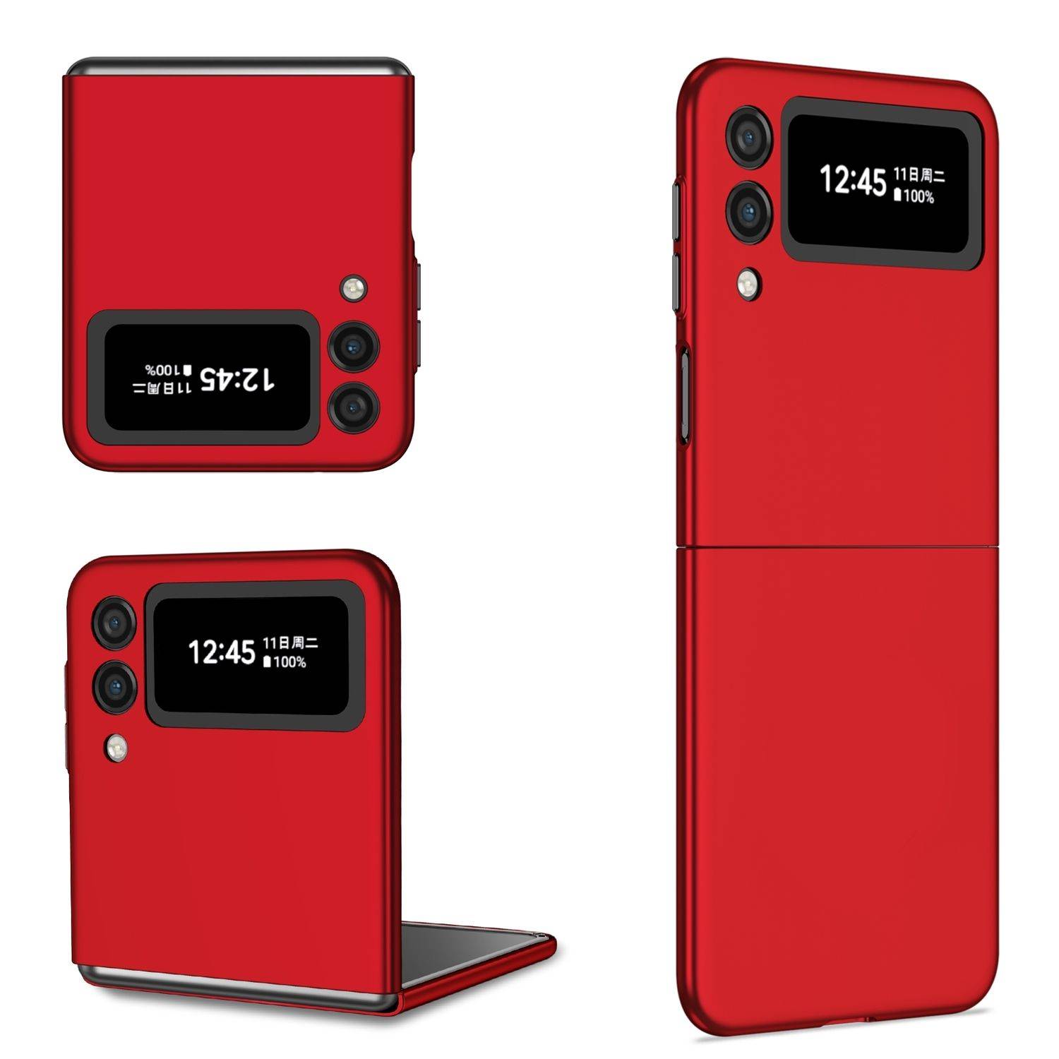 Hülle kompatibel mit Samsung Galaxy Z Flip4 5G Kunststoff Soft Handyhülle - Handy Case Rot