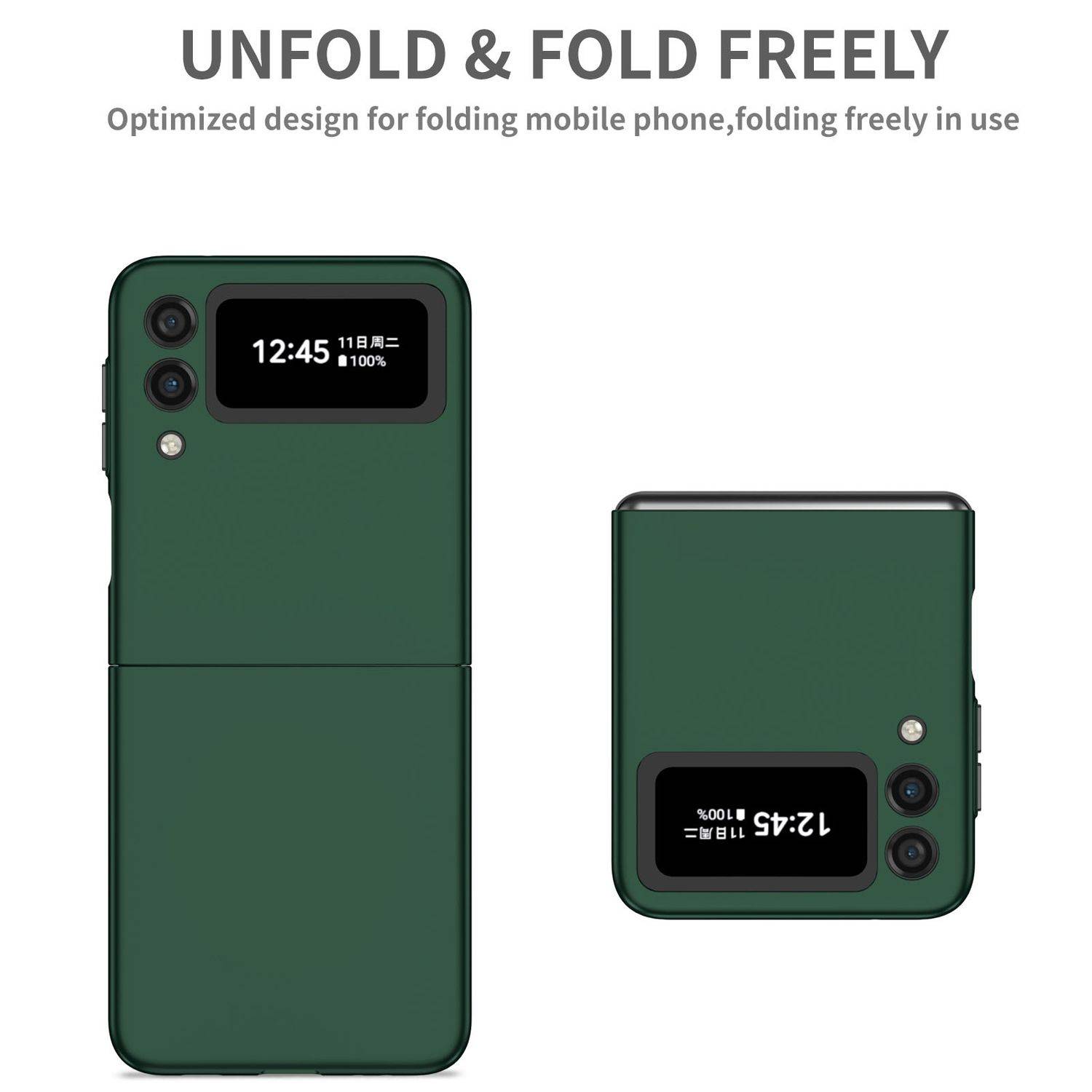 Hülle kompatibel mit Samsung Galaxy Z Flip4 5G Kunststoff Soft Handyhülle - Handy Case Dunkelgrün