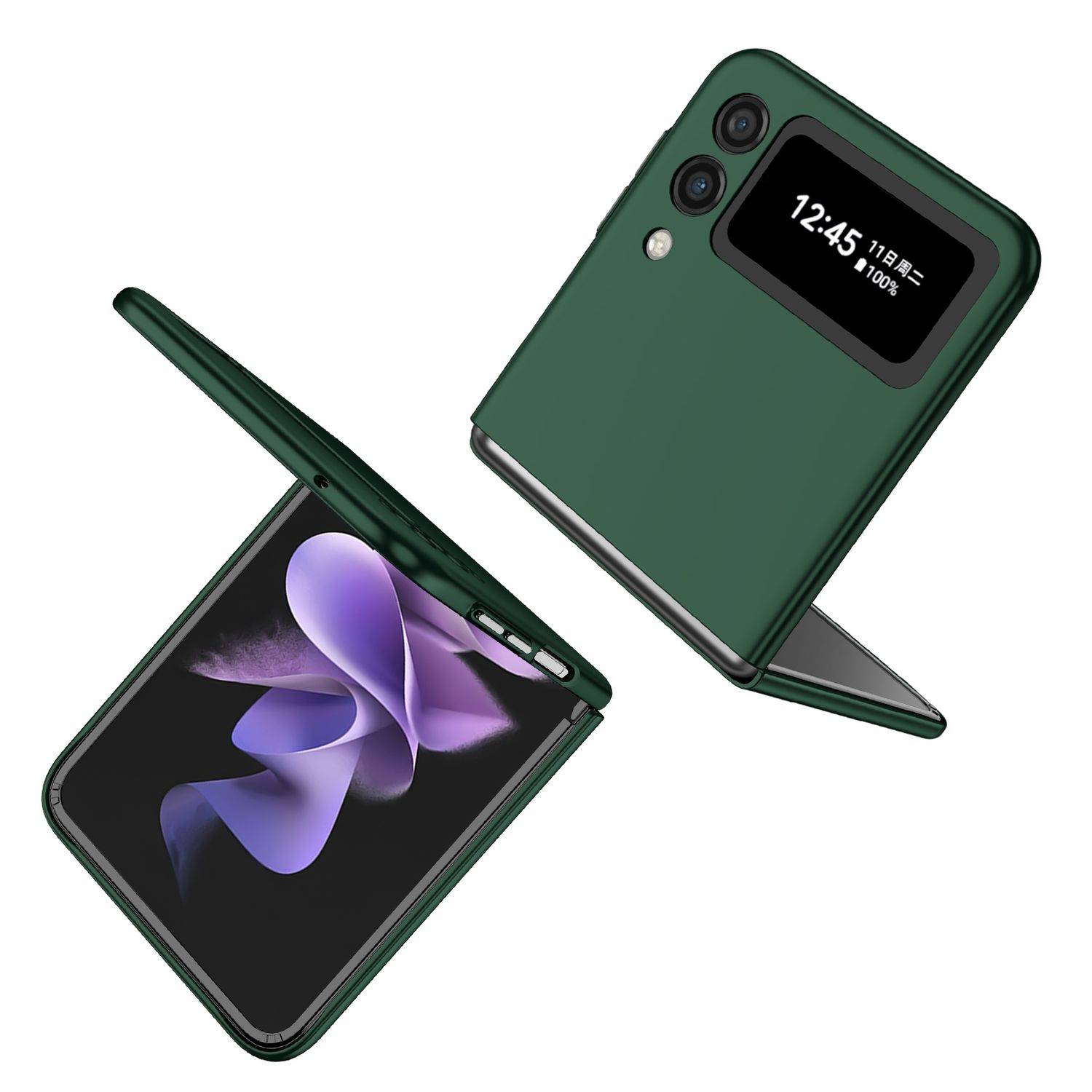 Hülle kompatibel mit Samsung Galaxy Z Flip4 5G Kunststoff Soft Handyhülle - Handy Case Dunkelgrün