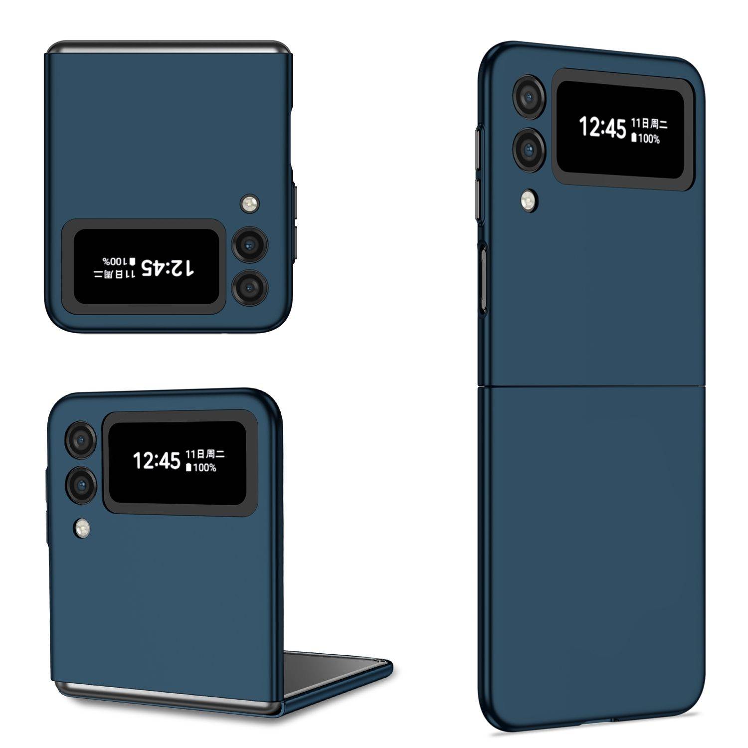 Hülle kompatibel mit Samsung Galaxy Z Flip4 5G Kunststoff Soft Handyhülle - Handy Case Dunkelblau