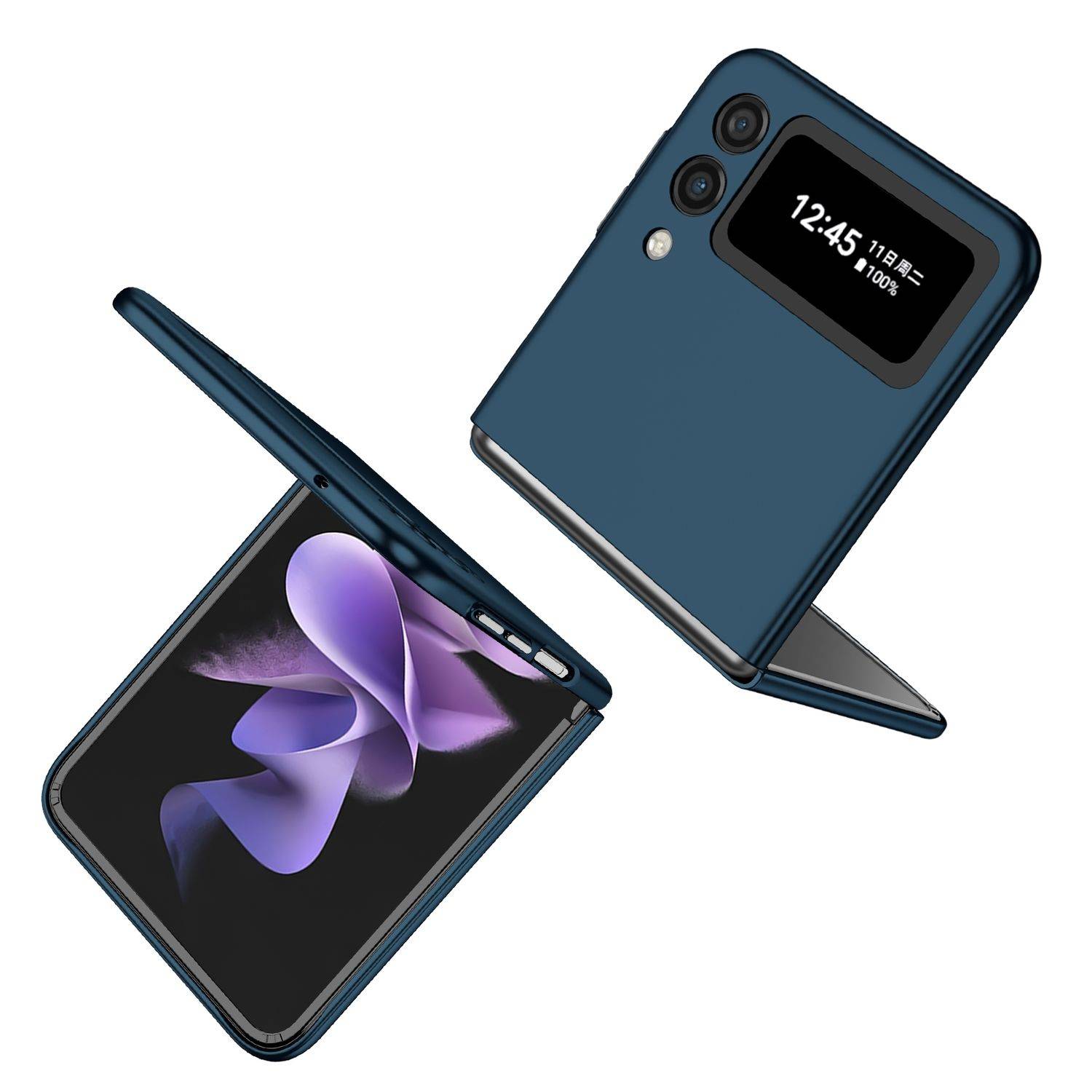 Hülle kompatibel mit Samsung Galaxy Z Flip4 5G Kunststoff Soft Handyhülle - Handy Case Dunkelblau