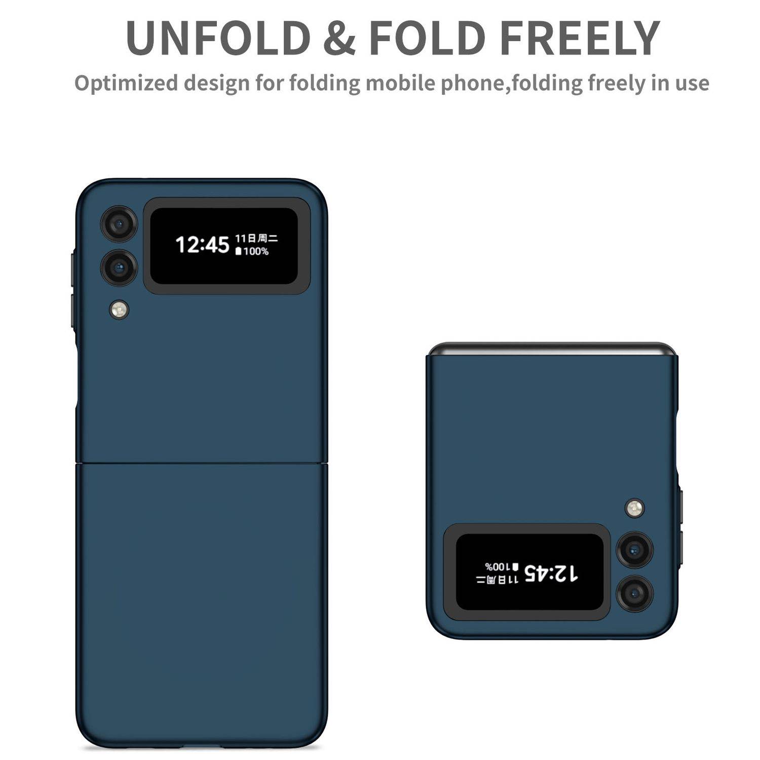 Hülle kompatibel mit Samsung Galaxy Z Flip4 5G Kunststoff Soft Handyhülle - Handy Case Dunkelblau