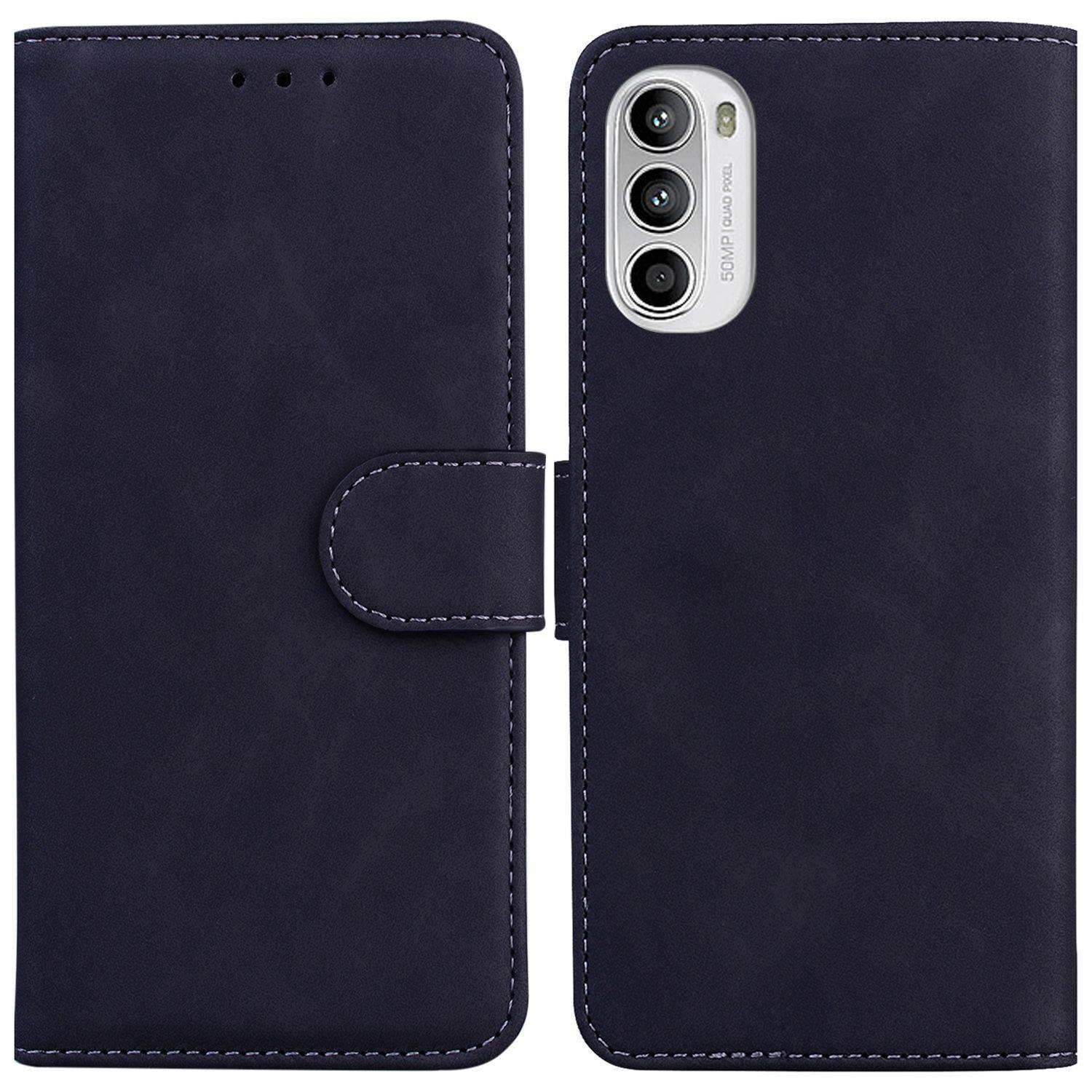Hülle kompatibel mit Motorola Moto G62 5G Kunstleder Handyhülle - Handy Case Schwarz