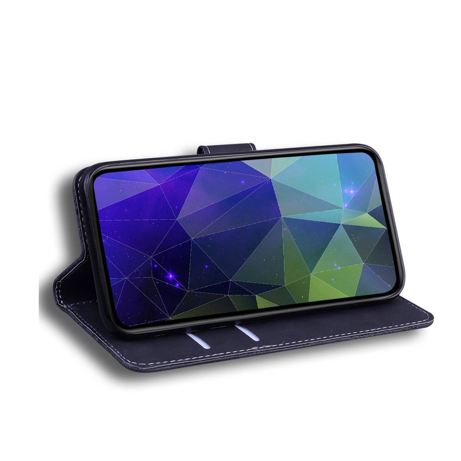 Hülle kompatibel mit Motorola Moto G62 5G Kunstleder Handyhülle - Handy Case Schwarz