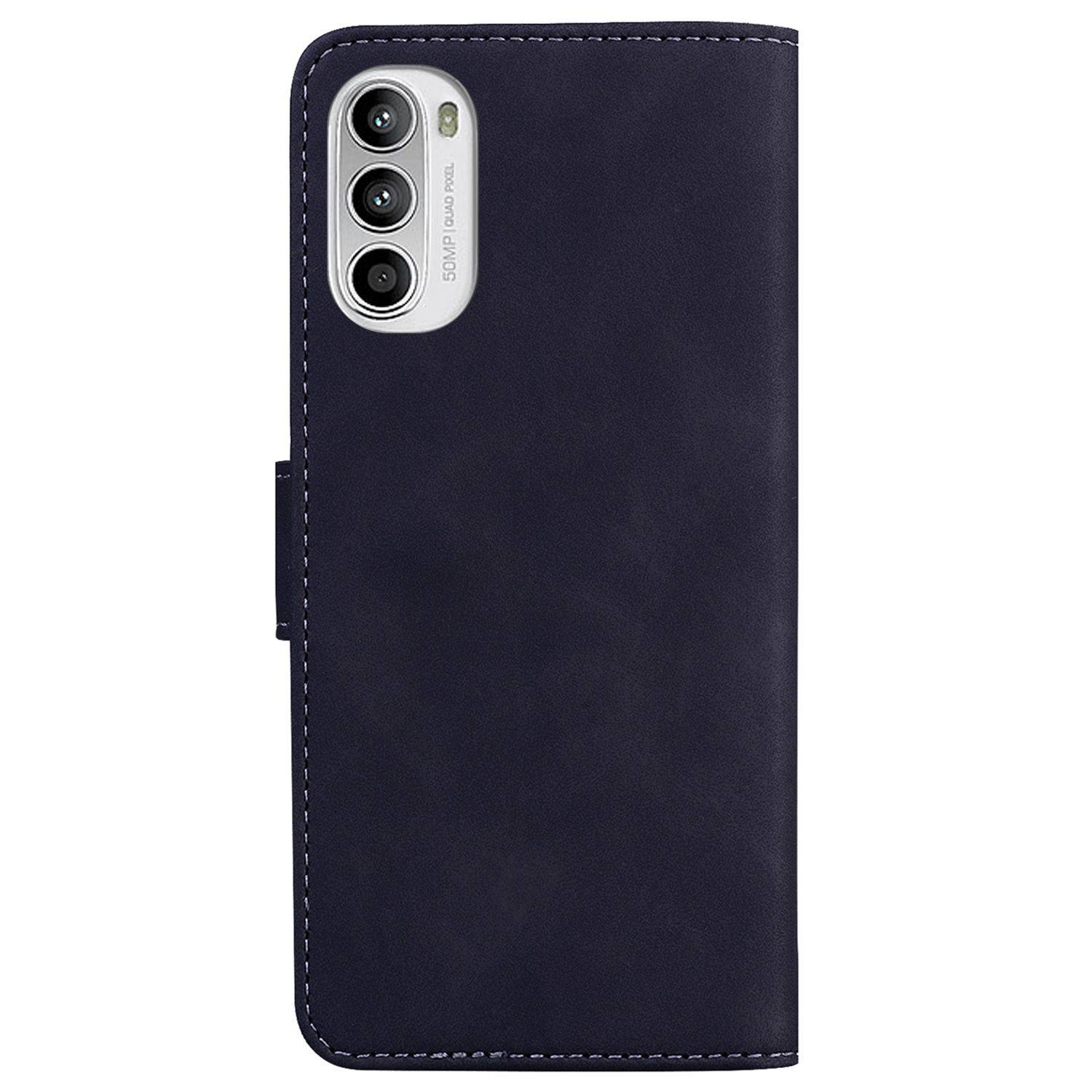 Hülle kompatibel mit Motorola Moto G62 5G Kunstleder Handyhülle - Handy Case Schwarz