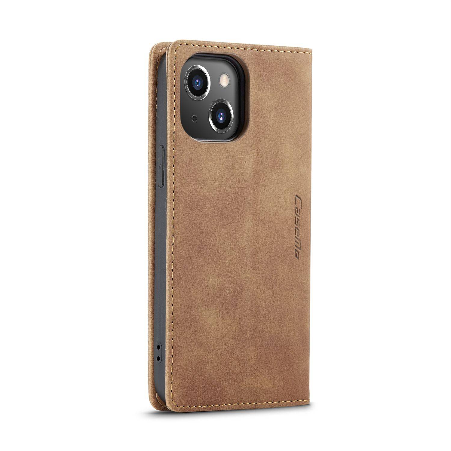 Hülle kompatibel mit Apple iPhone 14 Plus Kunstleder Handyhülle - Handy Case Braun
