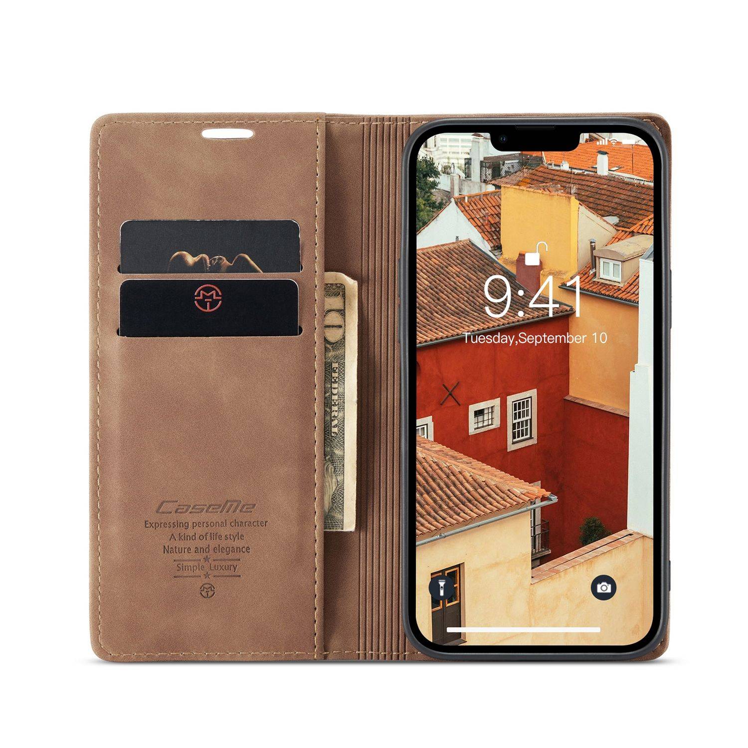 Hülle kompatibel mit Apple iPhone 14 Plus Kunstleder Handyhülle - Handy Case Braun