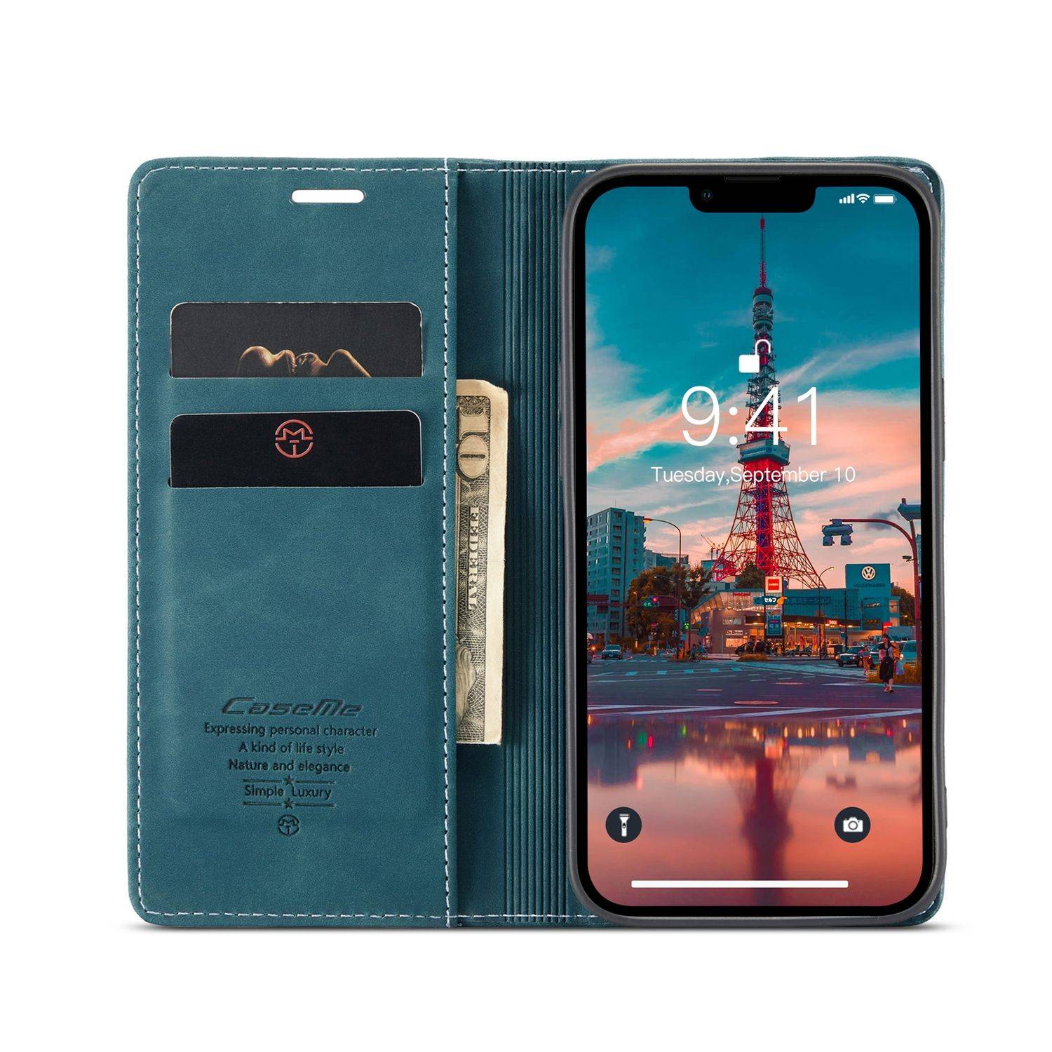 Hülle kompatibel mit Apple iPhone 14 Plus Kunstleder Handyhülle - Handy Case Blau