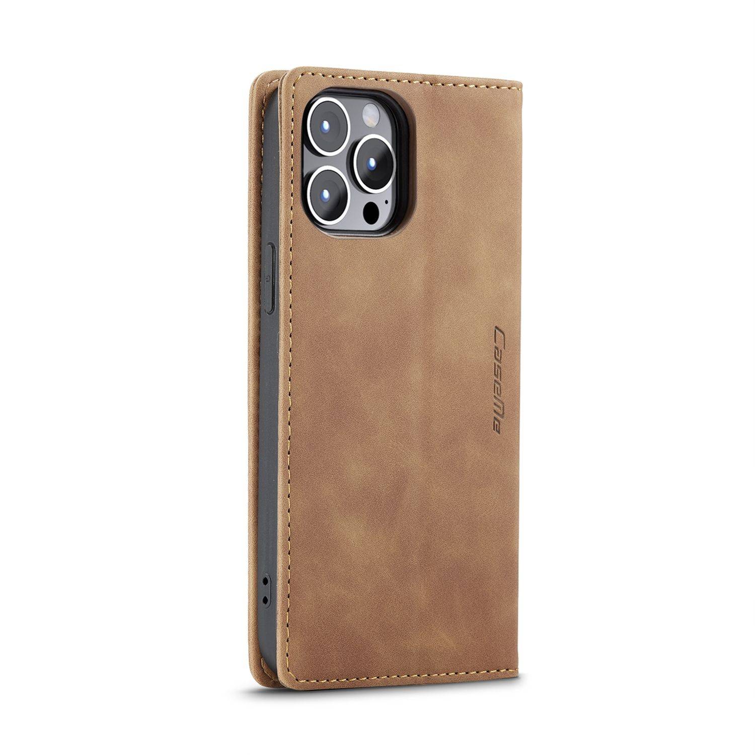 Hülle kompatibel mit Apple iPhone 14 Pro Kunstleder Handyhülle - Handy Case Braun