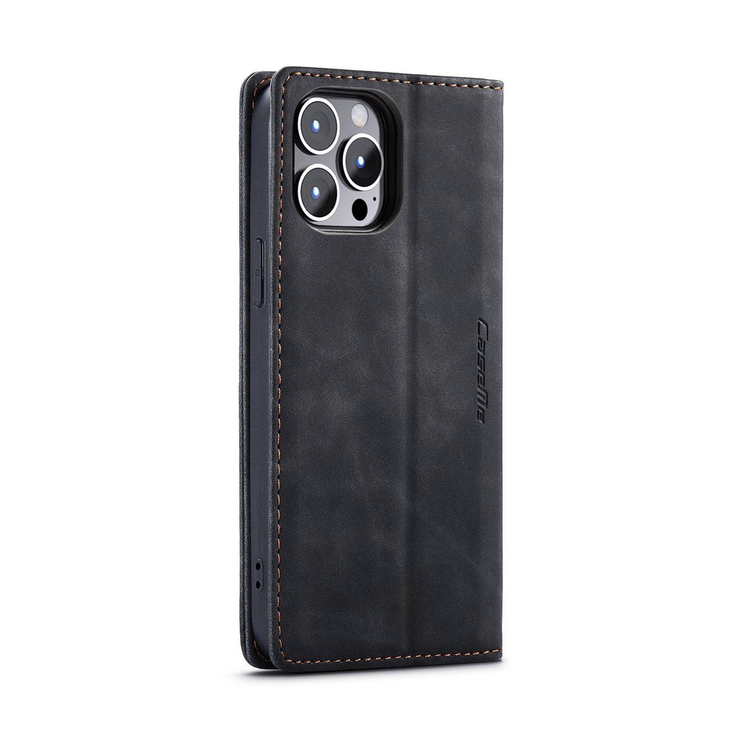 Hülle kompatibel mit Apple iPhone 14 Pro Max Kunstleder Handyhülle - Handy Case Schwarz