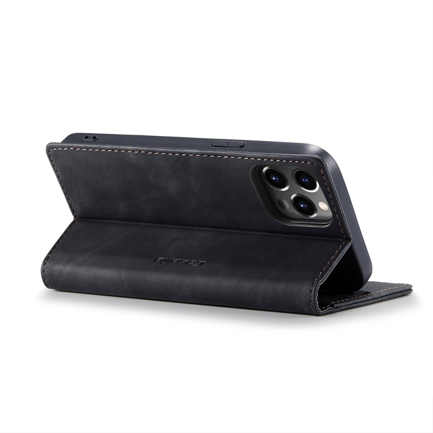 Hülle kompatibel mit Apple iPhone 14 Pro Max Kunstleder Handyhülle - Handy Case Schwarz