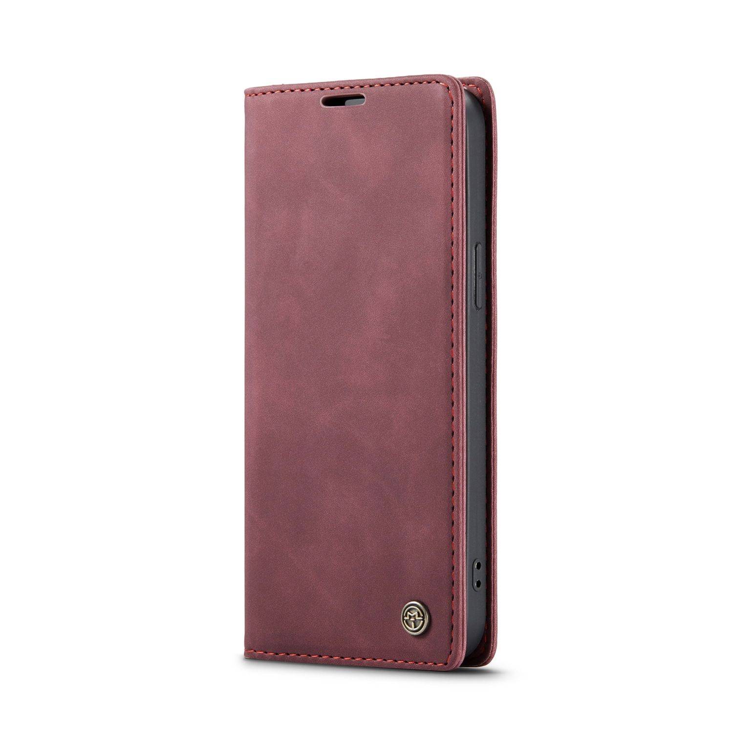 Hülle kompatibel mit Apple iPhone 14 Pro Max Kunstleder Handyhülle - Handy Case Weinrot