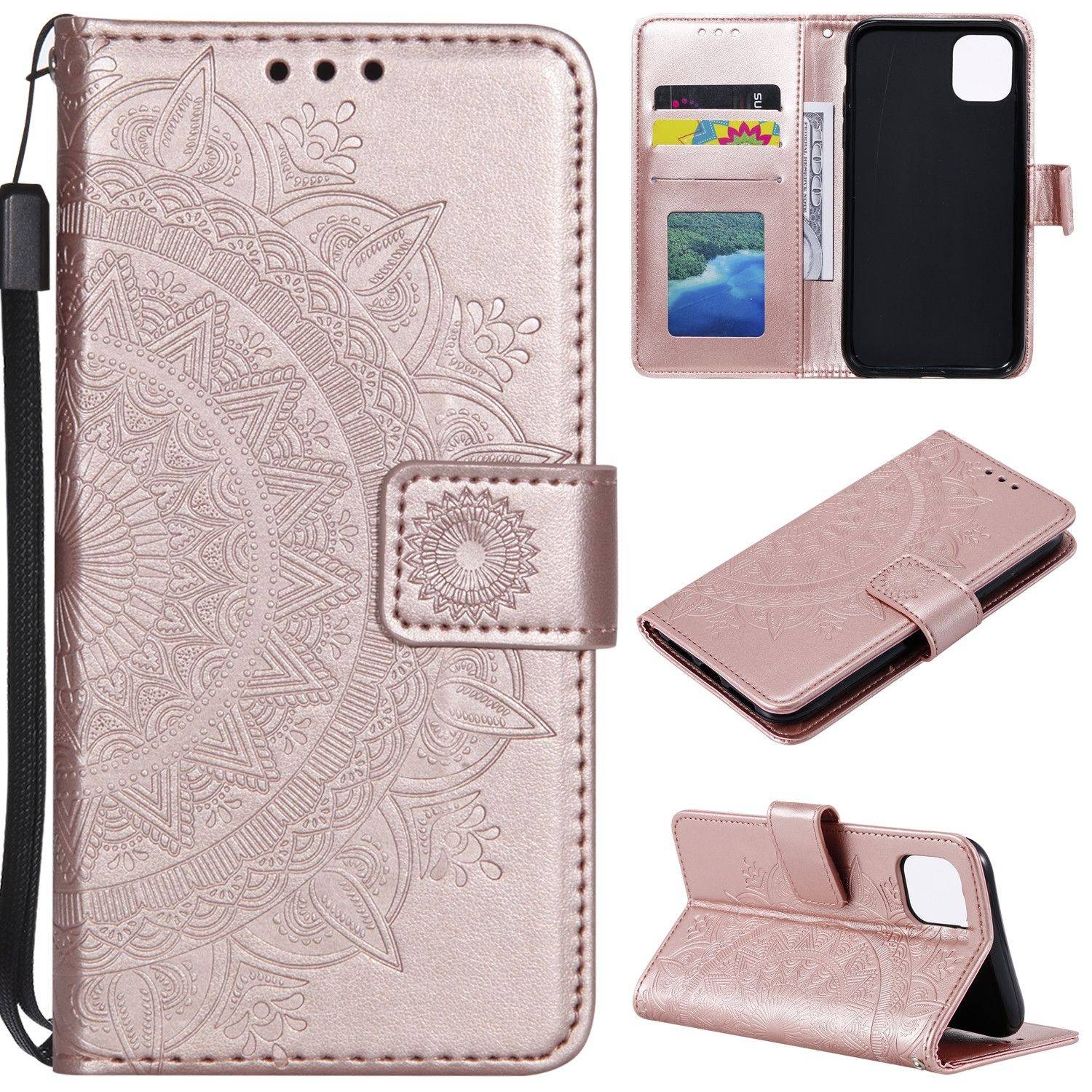 Hülle kompatibel mit Apple iPhone 14 Pro Max Kunstleder Handyhülle - Handy Case Roségold
