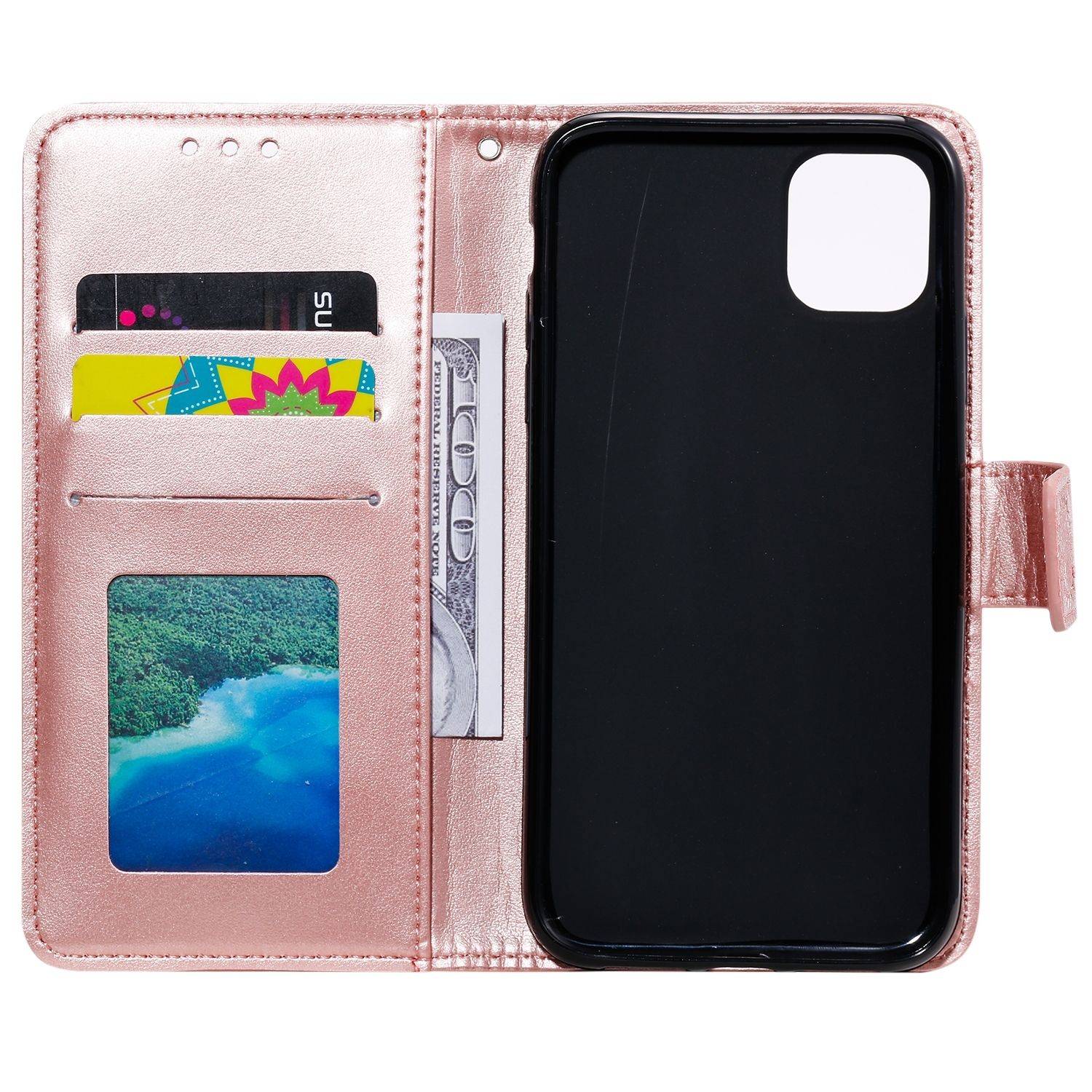 Hülle kompatibel mit Apple iPhone 14 Pro Max Kunstleder Handyhülle - Handy Case Roségold