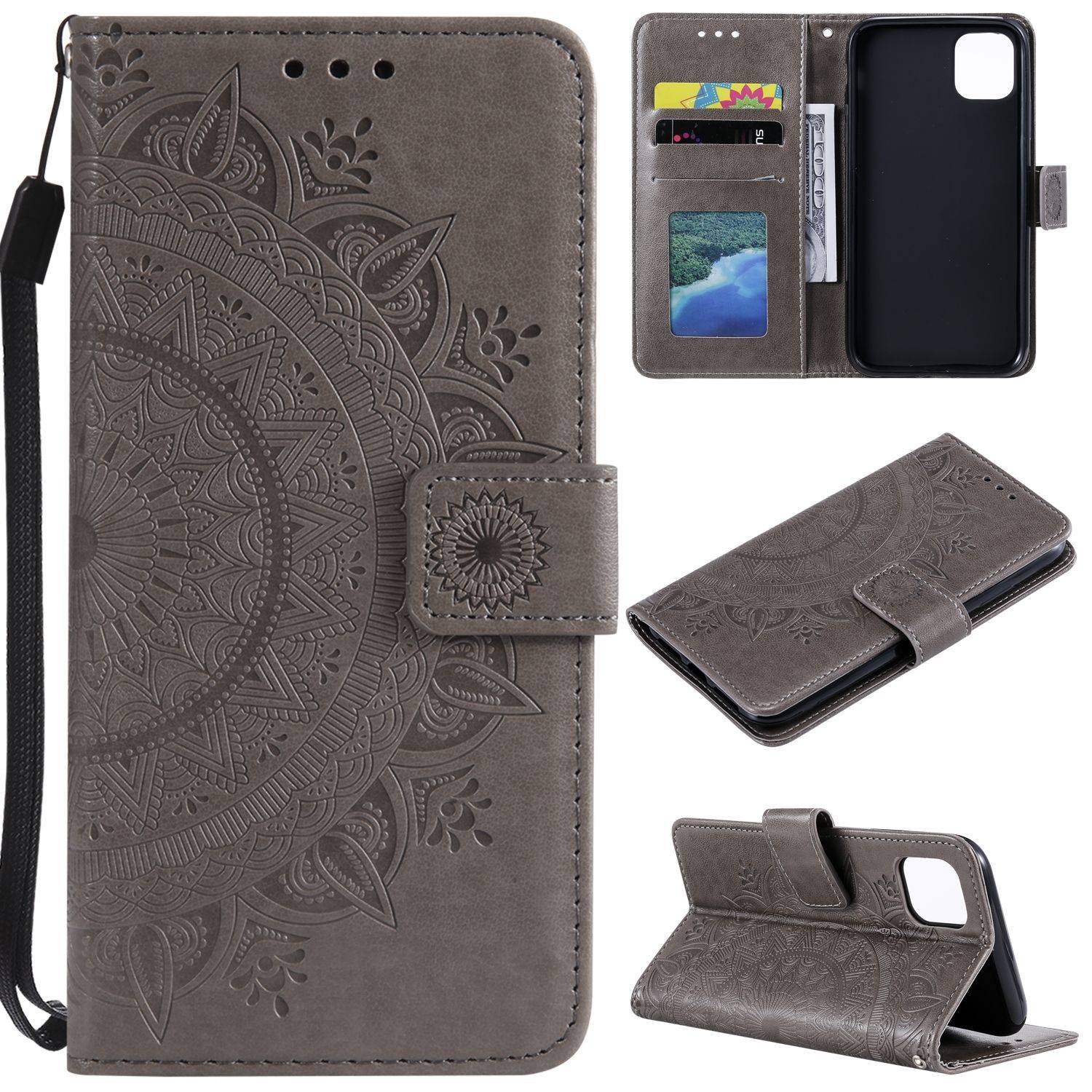 Hülle kompatibel mit Apple iPhone 14 Pro Kunstleder Handyhülle - Handy Case Grau