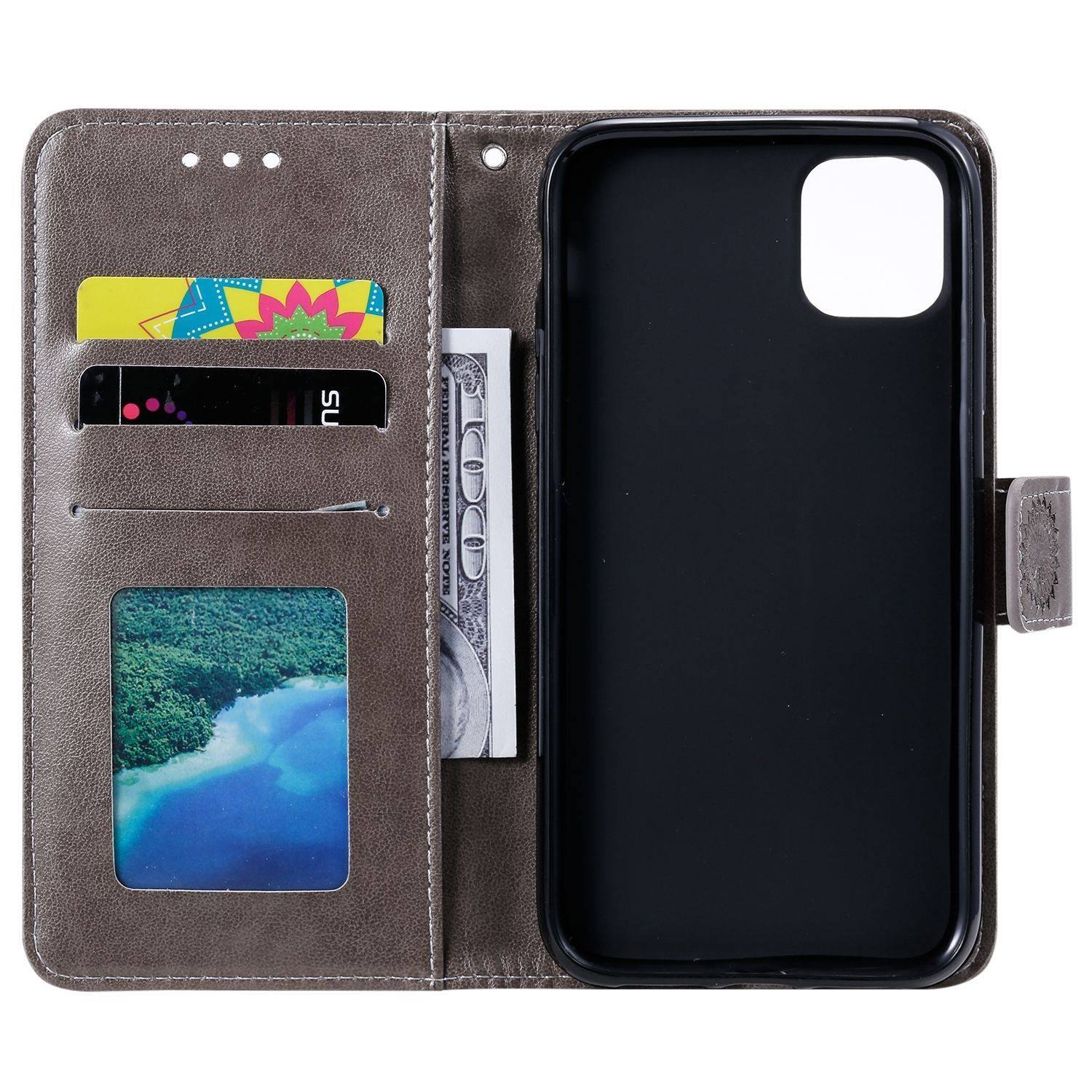 Hülle kompatibel mit Apple iPhone 14 Pro Kunstleder Handyhülle - Handy Case Grau