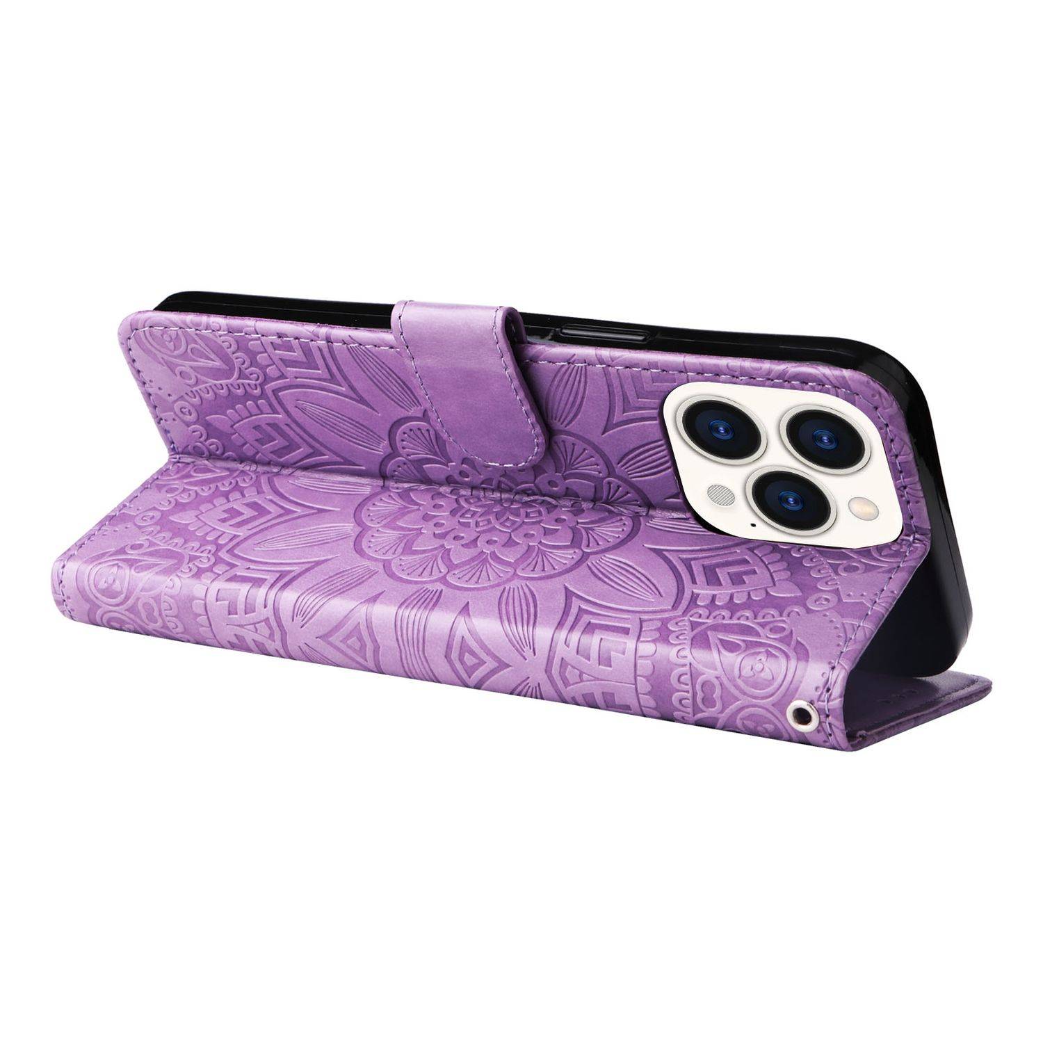 Hülle kompatibel mit Apple iPhone 14 Pro Max Kunstleder Handyhülle - Handy Case Violett