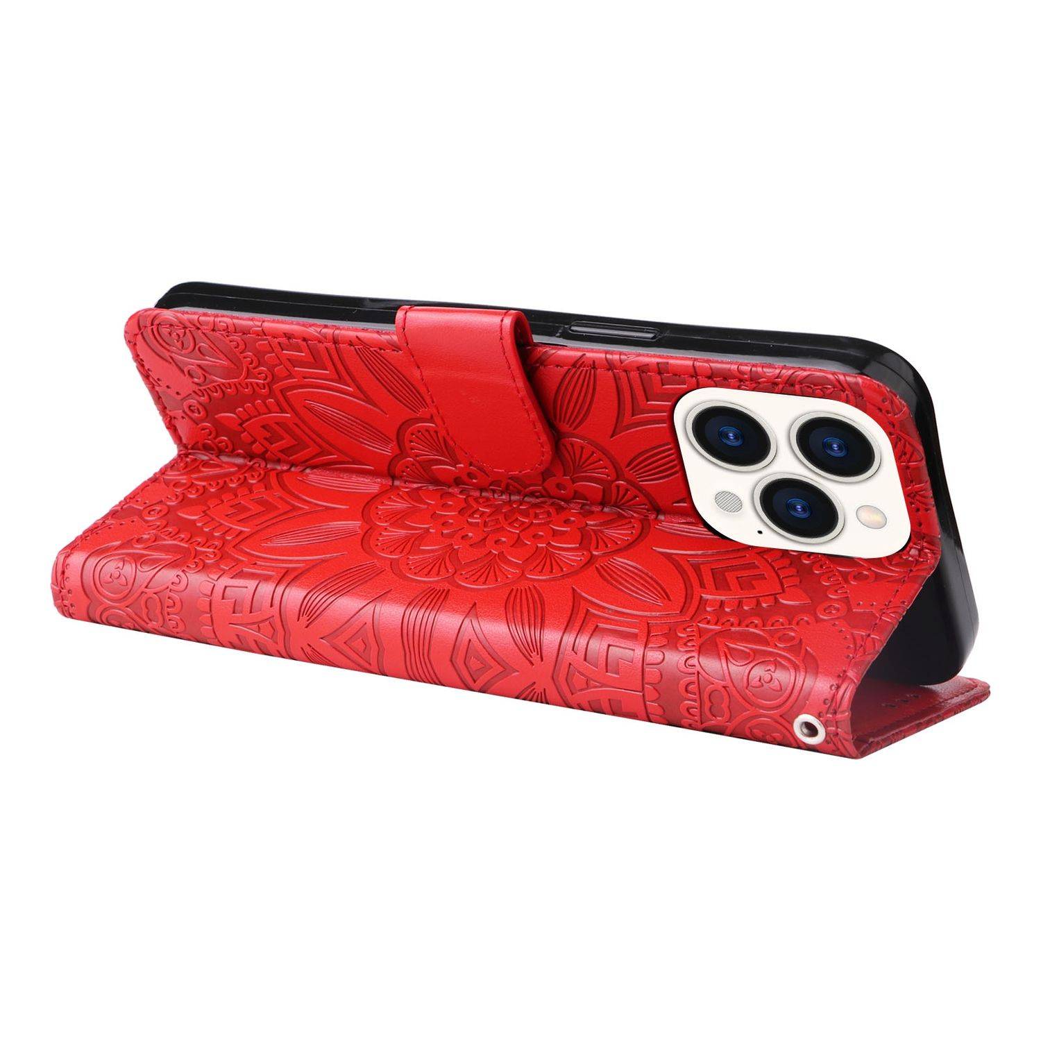 Hülle kompatibel mit Apple iPhone 14 Pro Max Kunstleder Handyhülle - Handy Case Rot