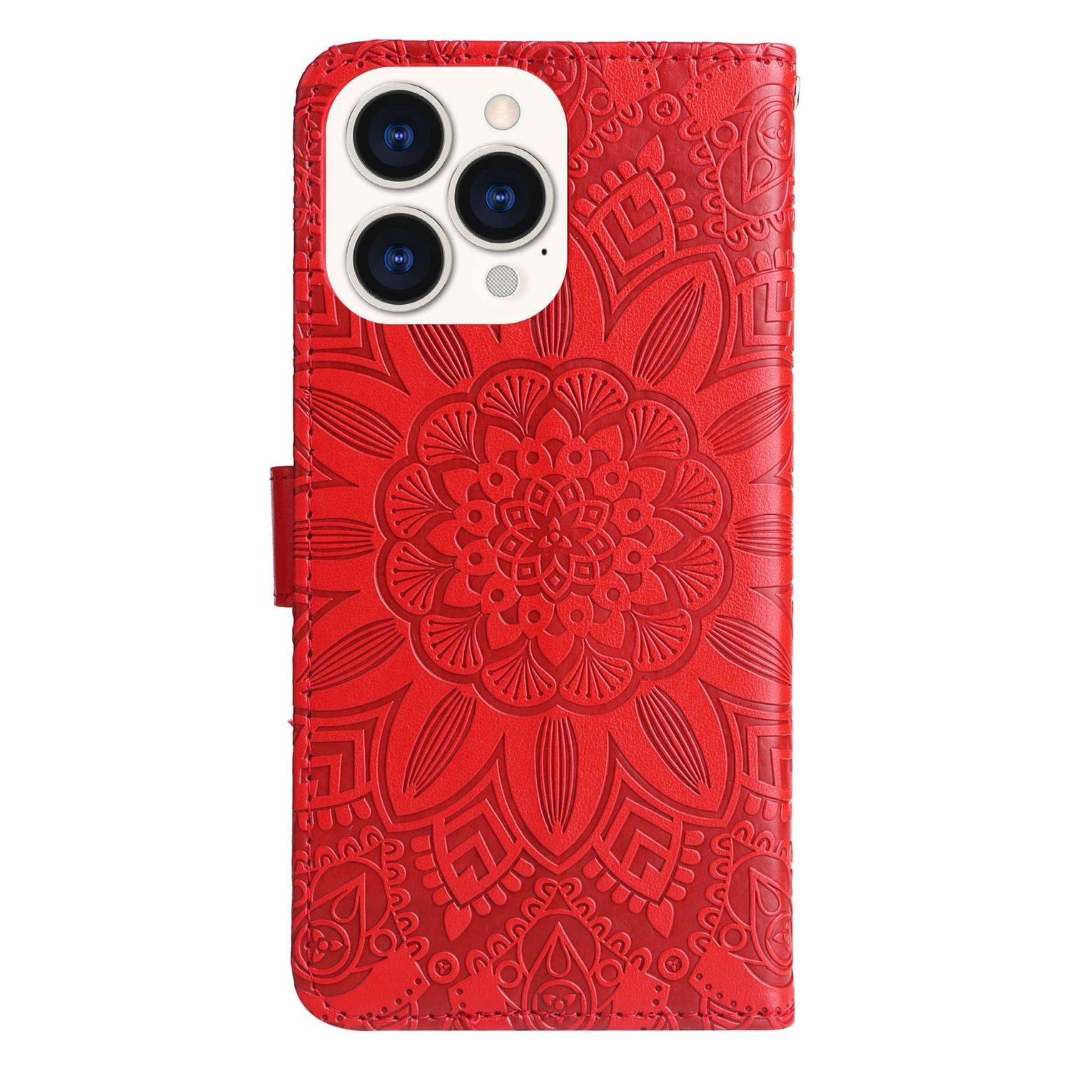 Hülle kompatibel mit Apple iPhone 14 Pro Max Kunstleder Handyhülle - Handy Case Rot