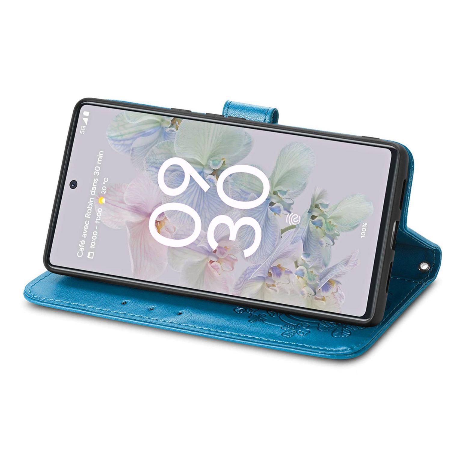 Hülle kompatibel mit Google Pixel 6A Kunstleder Handyhülle - Handy Case Blau