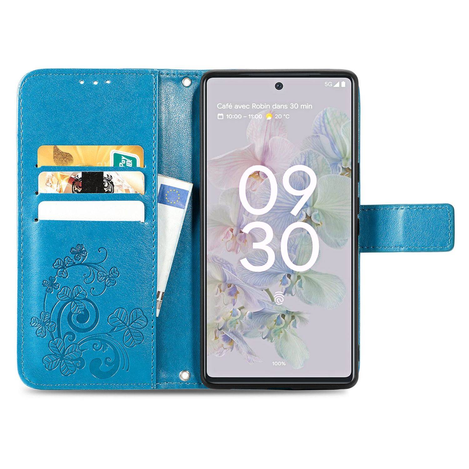 Hülle kompatibel mit Google Pixel 6A Kunstleder Handyhülle - Handy Case Blau