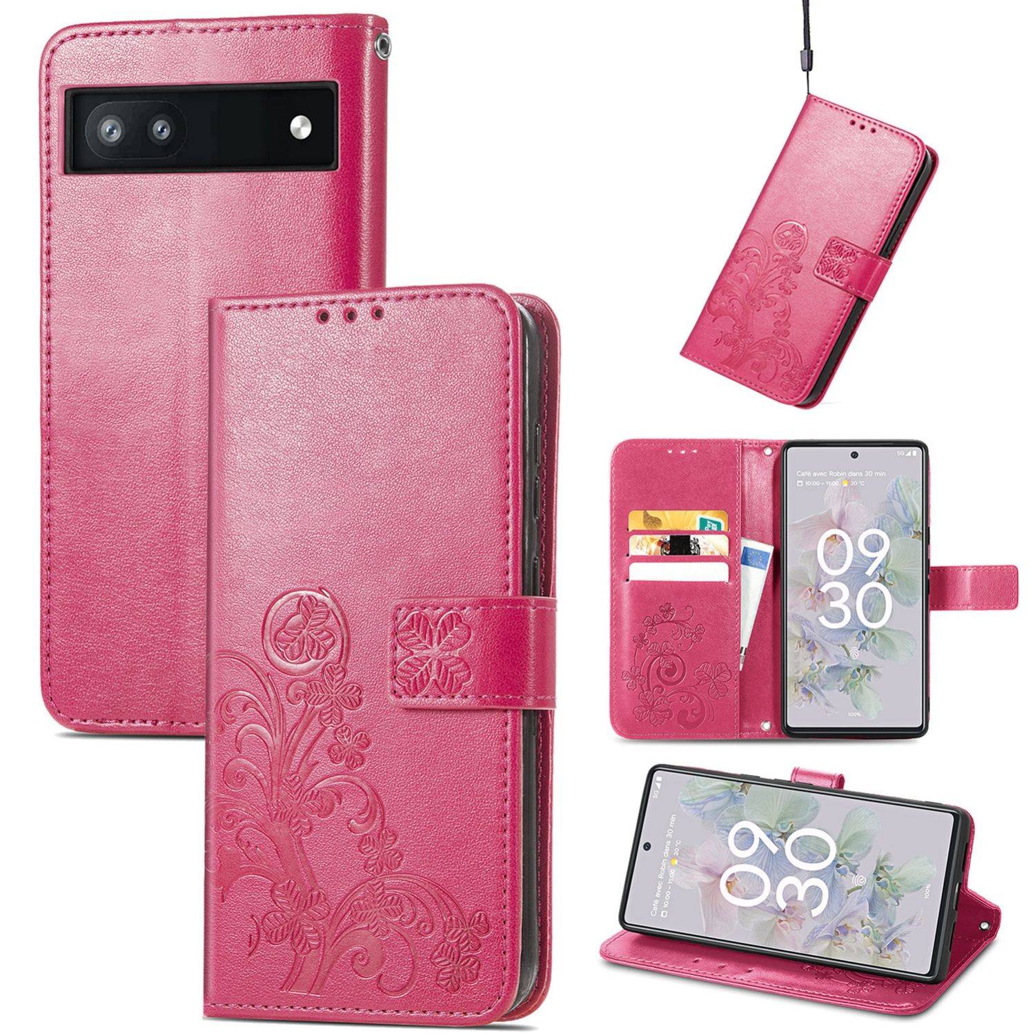 Hülle kompatibel mit Google Pixel 6A Kunstleder Handyhülle - Handy Case Magenta