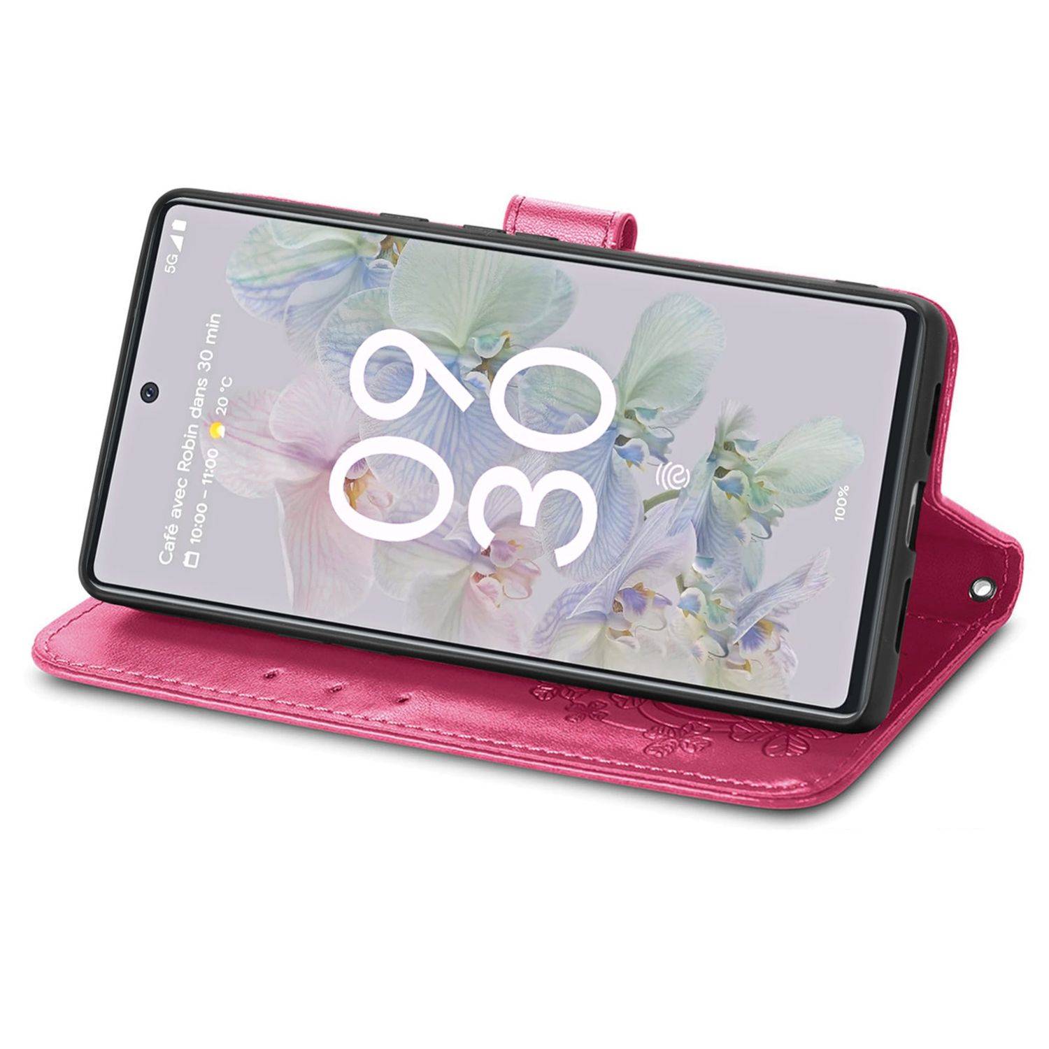 Hülle kompatibel mit Google Pixel 6A Kunstleder Handyhülle - Handy Case Magenta